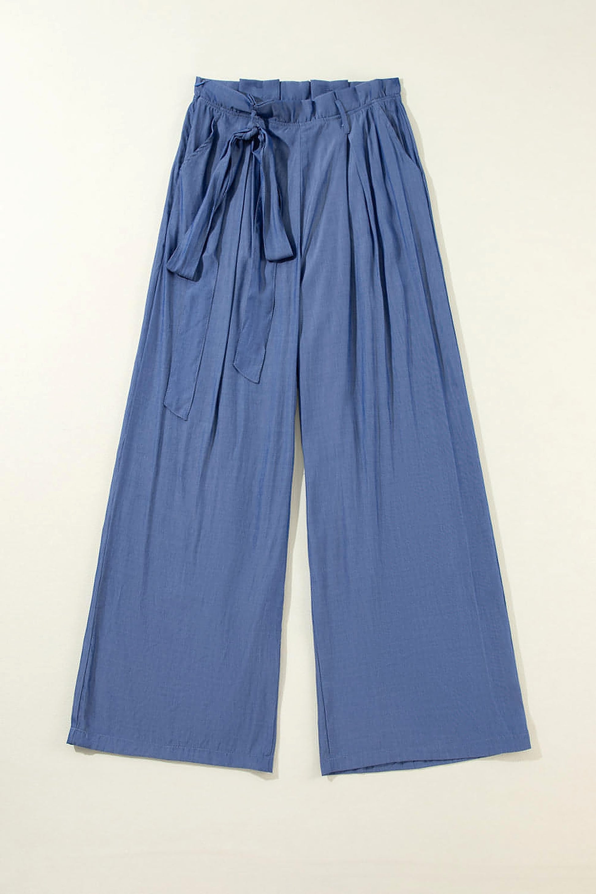 Wild Wind Belted Frilly Waist Wide Leg Loose Pants - enhanced image 9