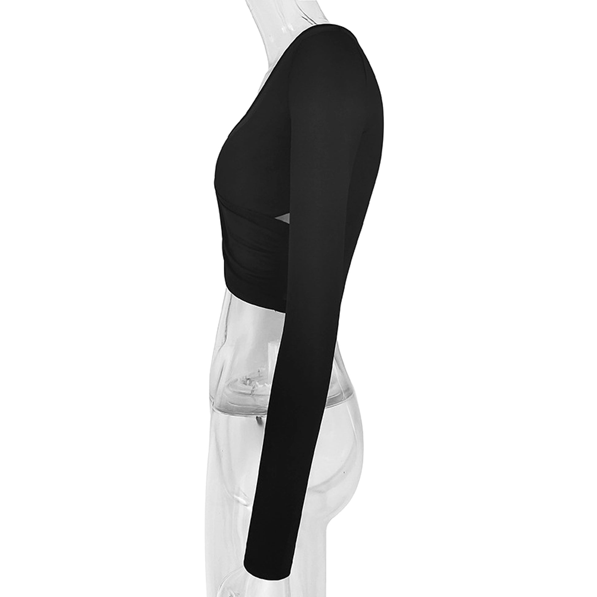 Women's Clothing Cross V-neck Stitching Slim-fit Long-sleeved Bottoming (T-Shirt) - enhanced image 9