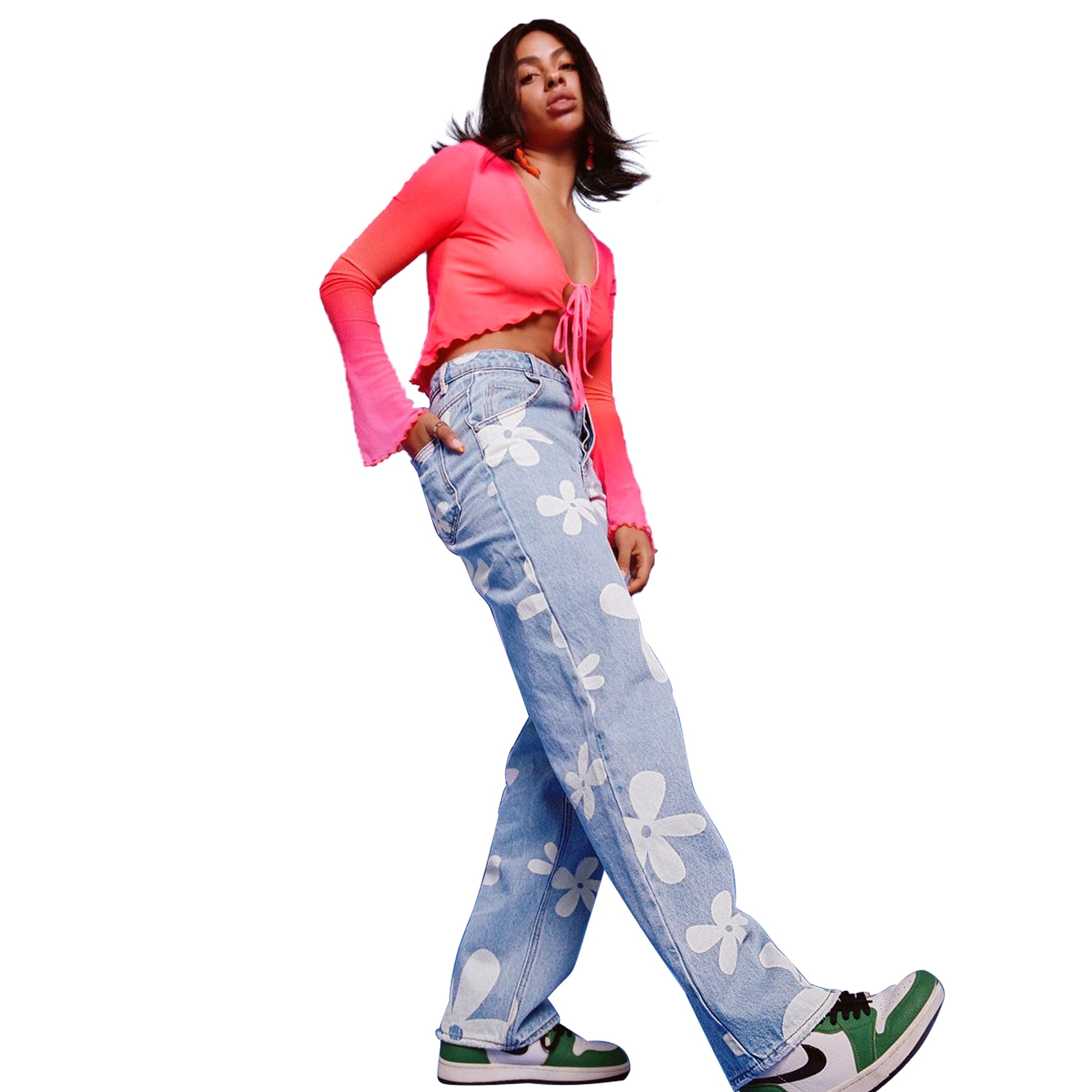 Women's Fashionable Simple Printed Straight Jeans - enhanced image 9