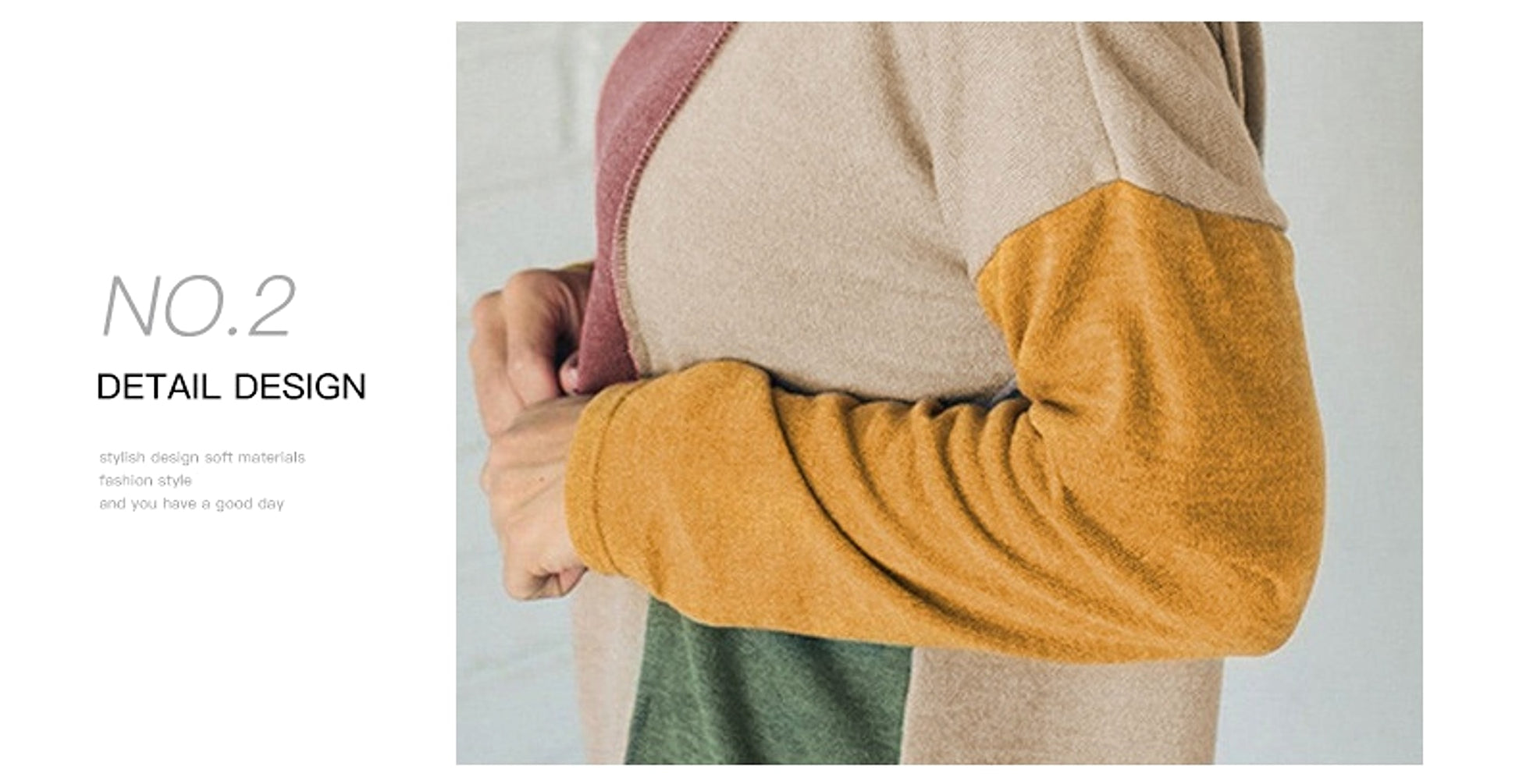 Women's Knitted Round Neck Irregular Contrast Color Long Sleeves Casual Top T-shirt - enhanced image 9