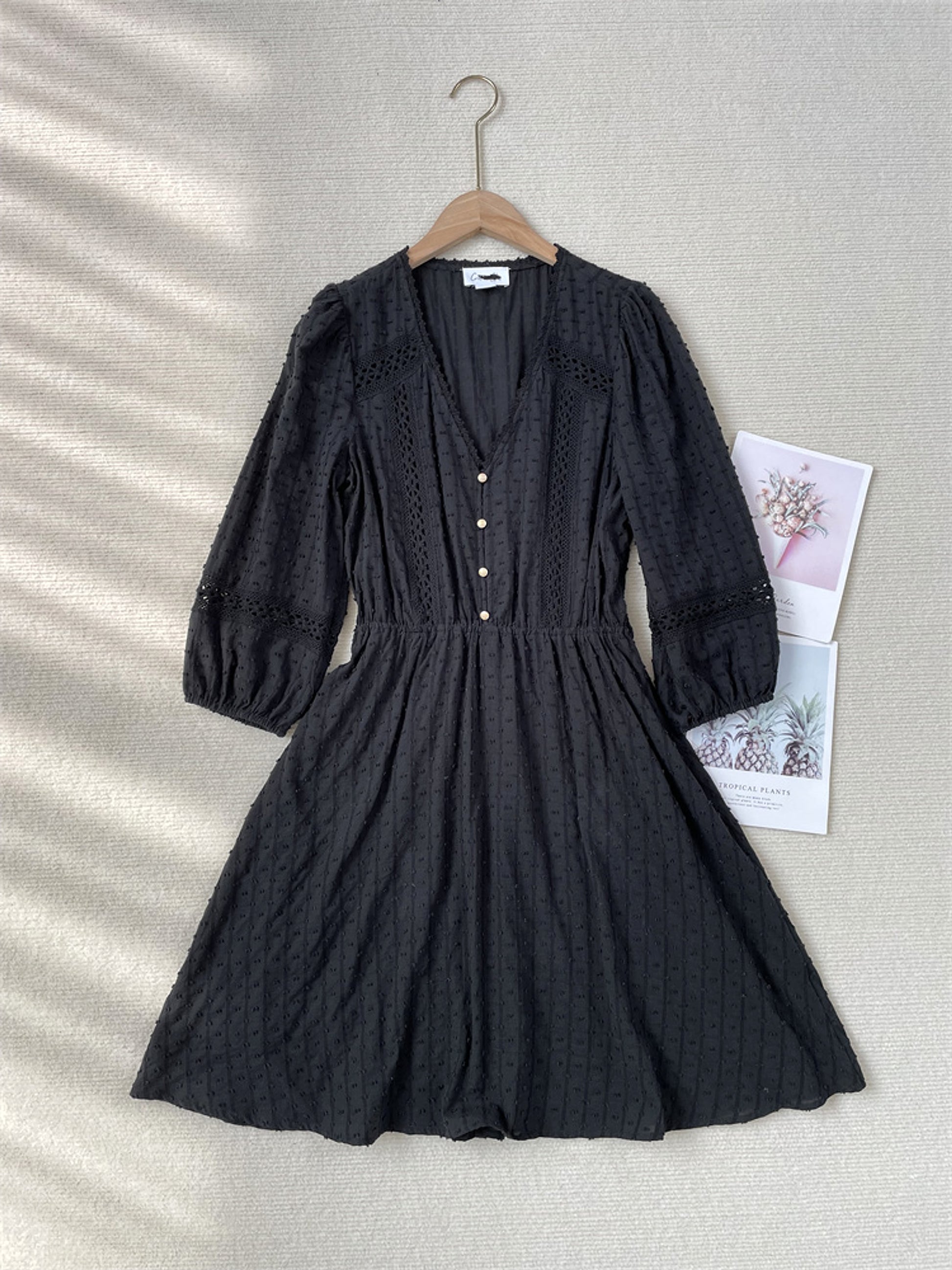 Women's Long Sleeved Jacquard Lace Dress - enhanced image 9