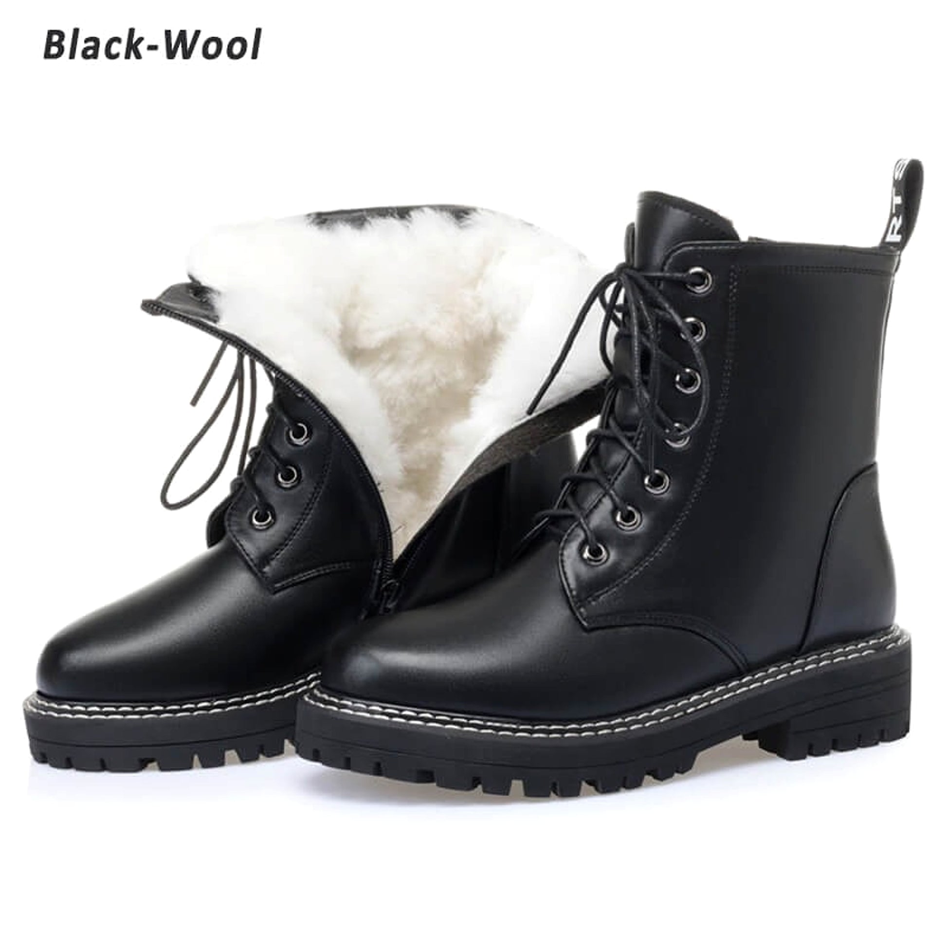 Women's mid-heel platform leather short boots - enhanced image 9