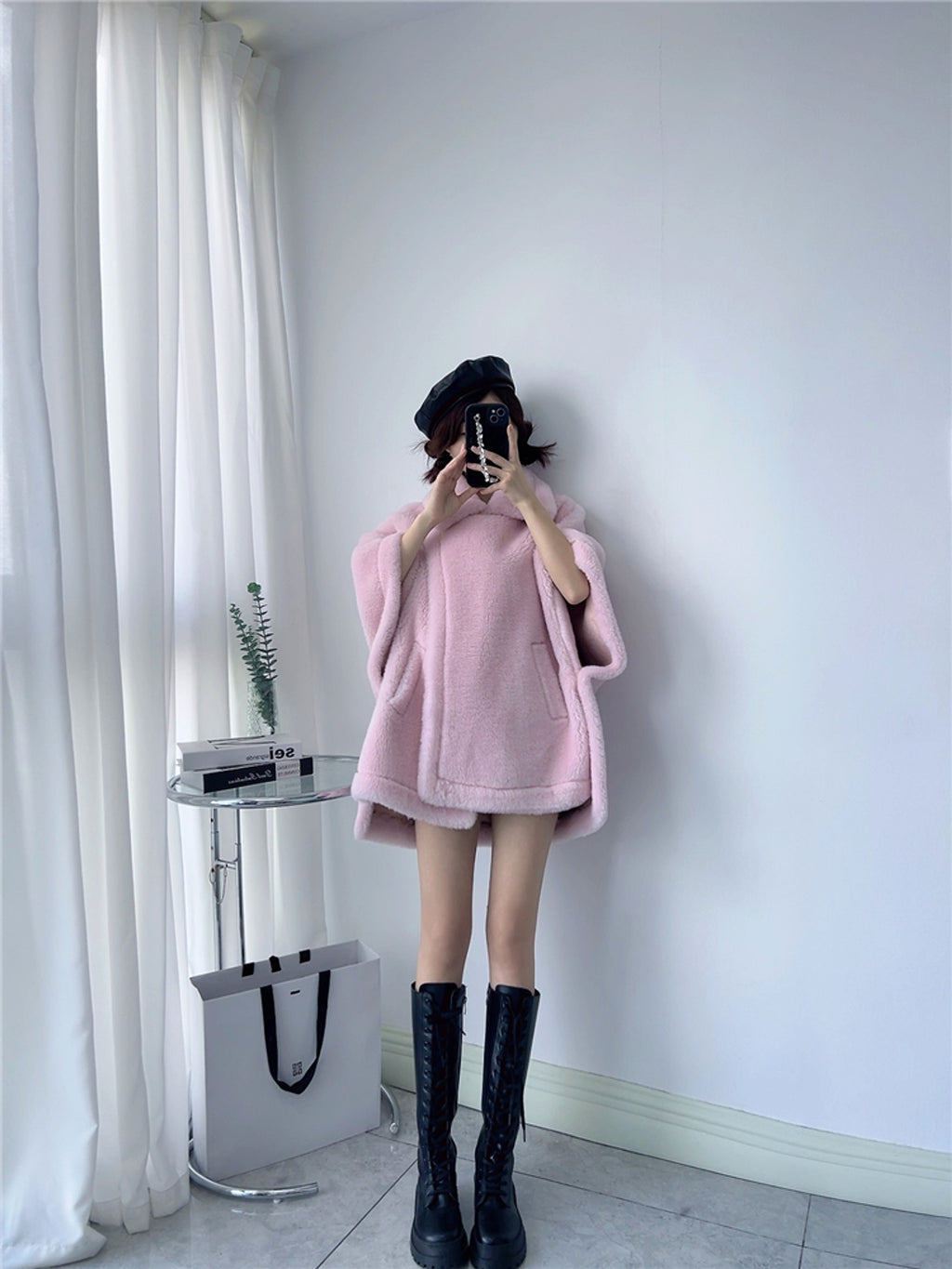 Women's Mid-length Loose Batwing Sleeve Lamb - enhanced image 9