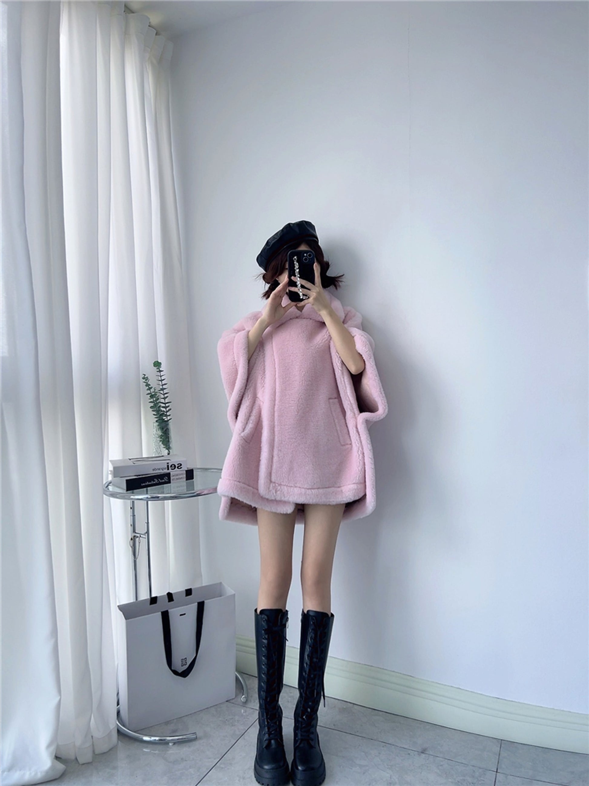 Women's Mid-length Loose Batwing Sleeve Lamb - enhanced image 9