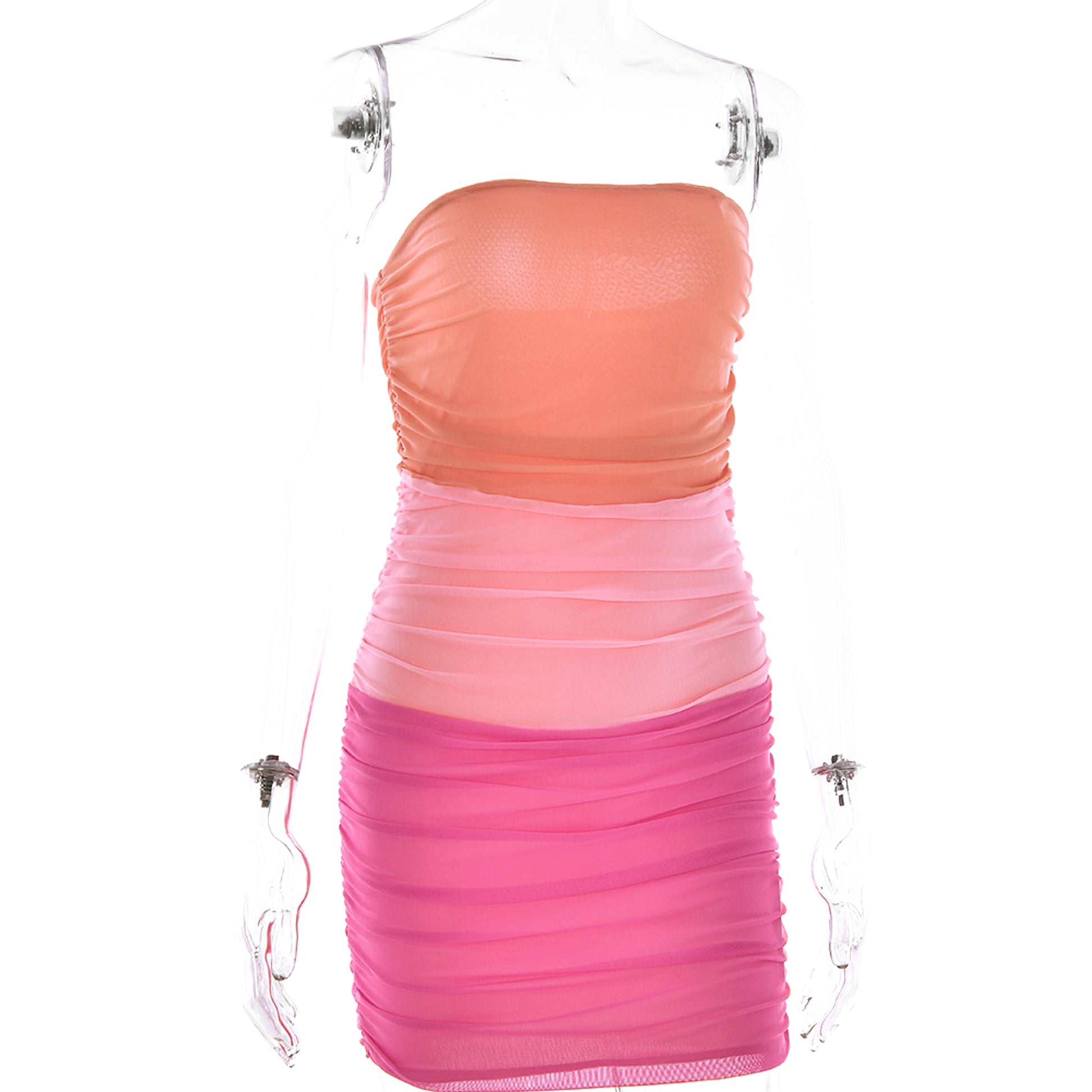 A1. Women's Off-neck Tube Top Mesh Splicing Package Hip Skirt Dress - enhanced image 9