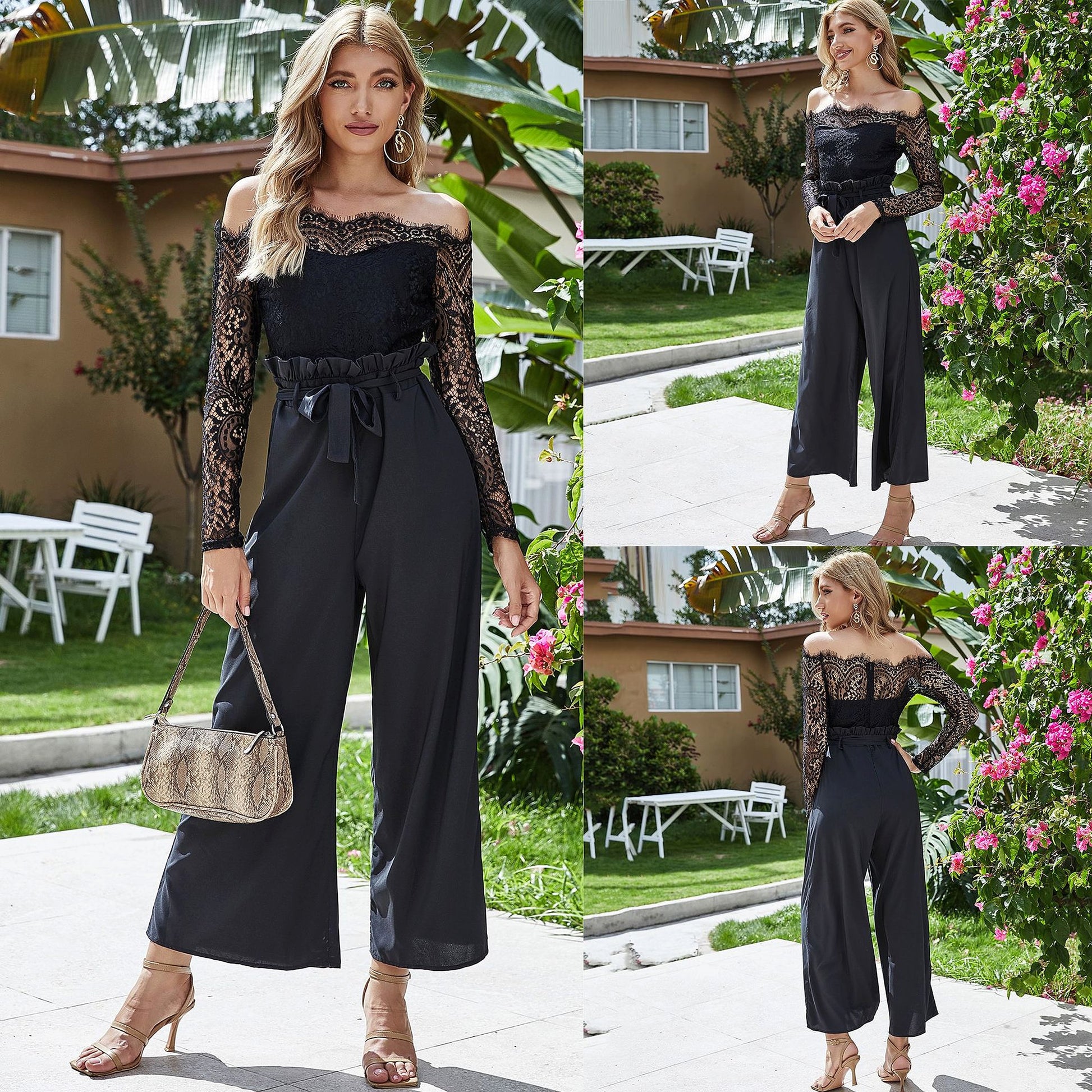 Women's Off-neck Wide-leg Jumpsuit - enhanced image 9