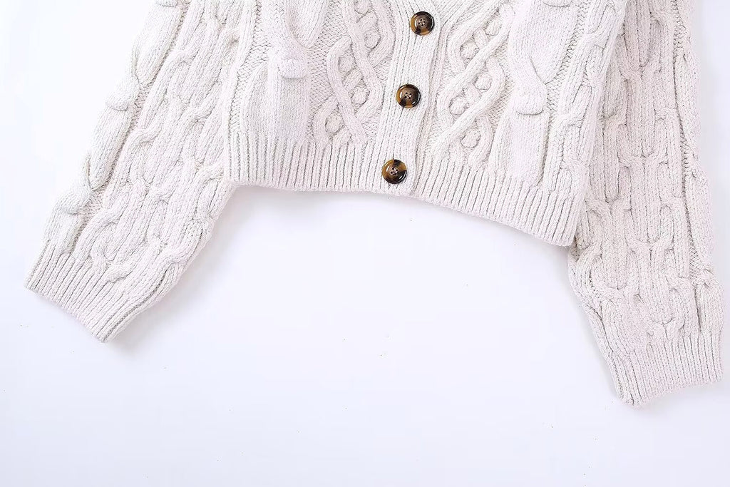 Women's White Knitted Cardigan Sweater Coat - enhanced image 9