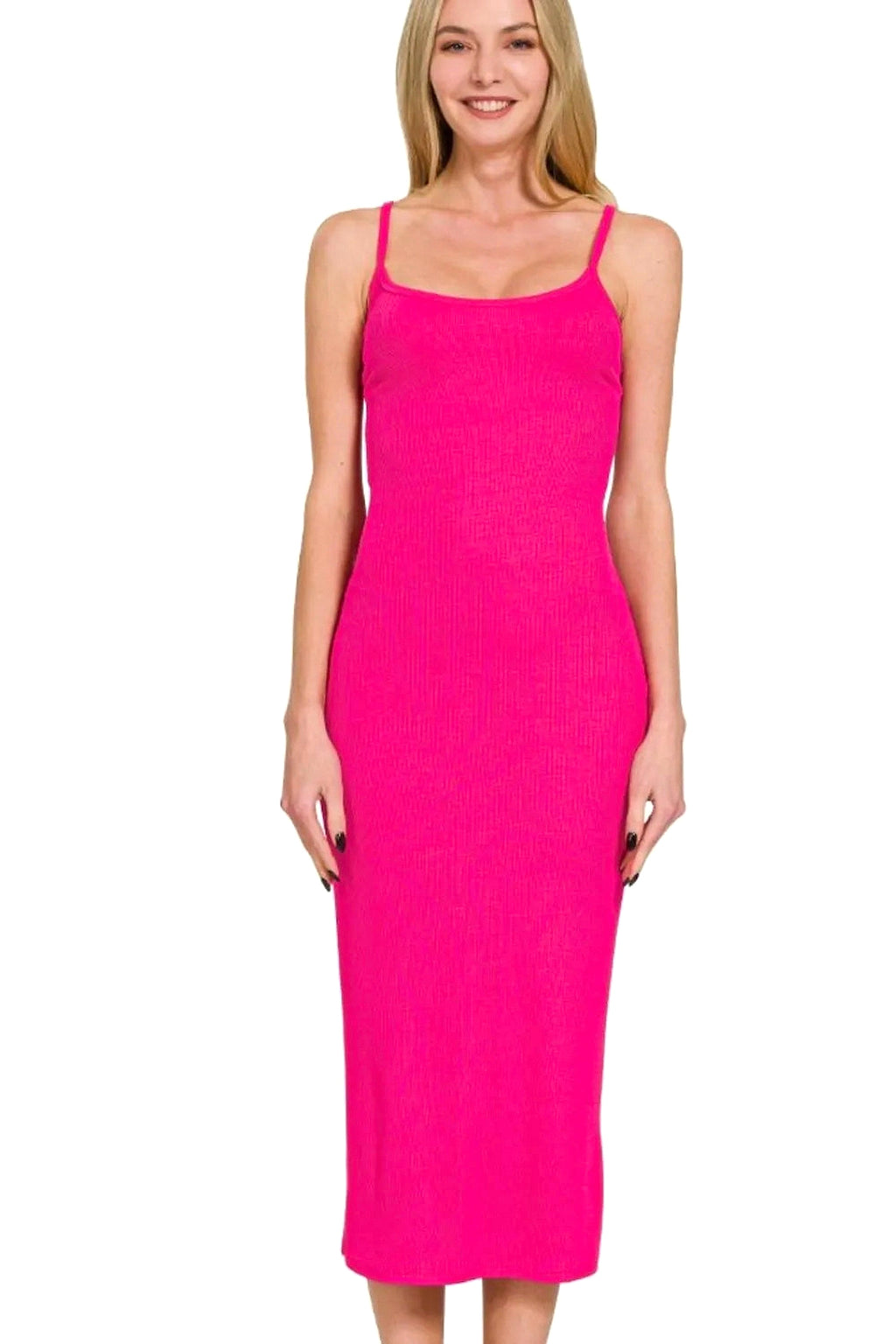 Zenana Ribbed Bodycon Midi Dress - enhanced image 9