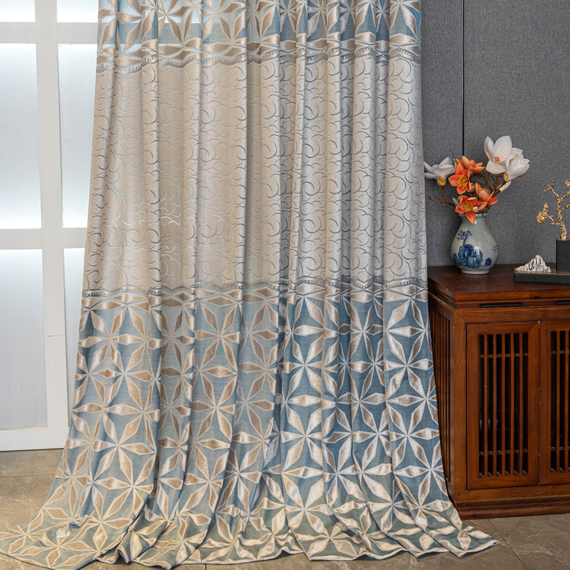 AliciaDrape™ – American Jacquard Curtain in Ice Blue - enhanced image 10