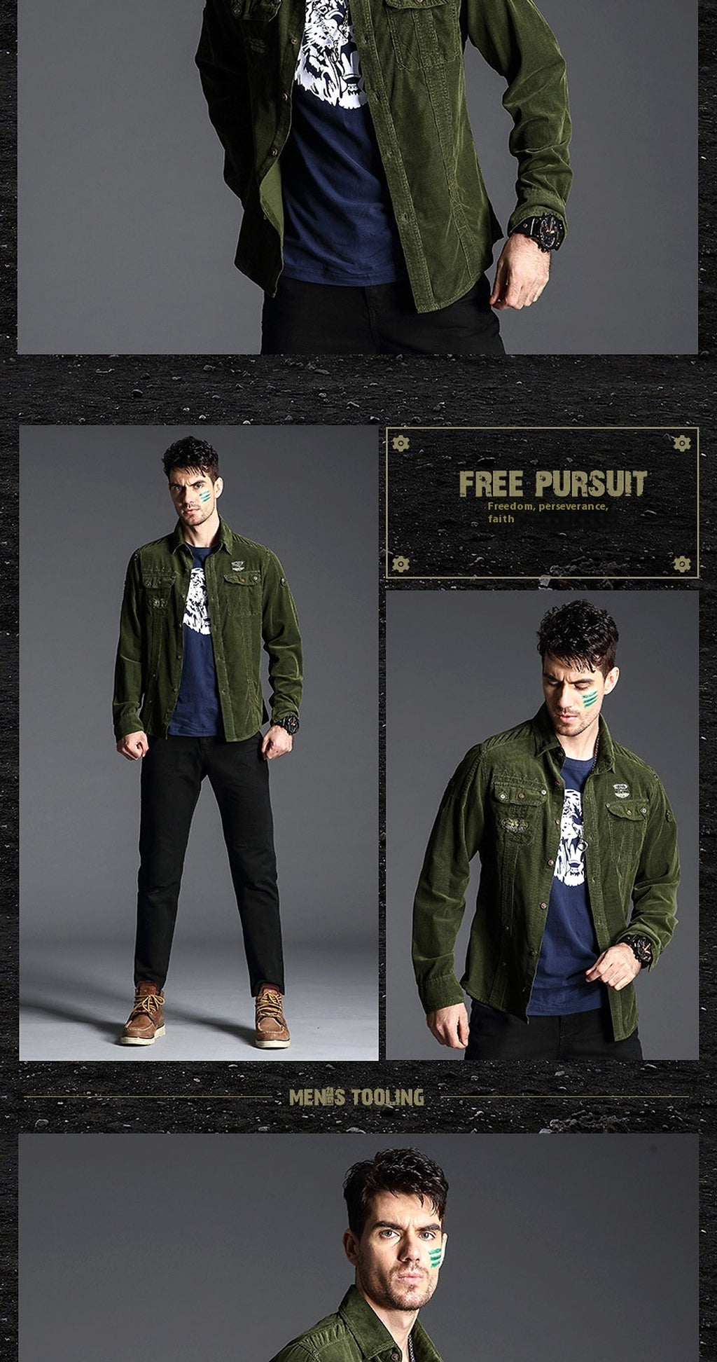 American Plus Size Workwear Outdoor Sports Cotton Long Sleeve DressShirt Men - enhanced image 10