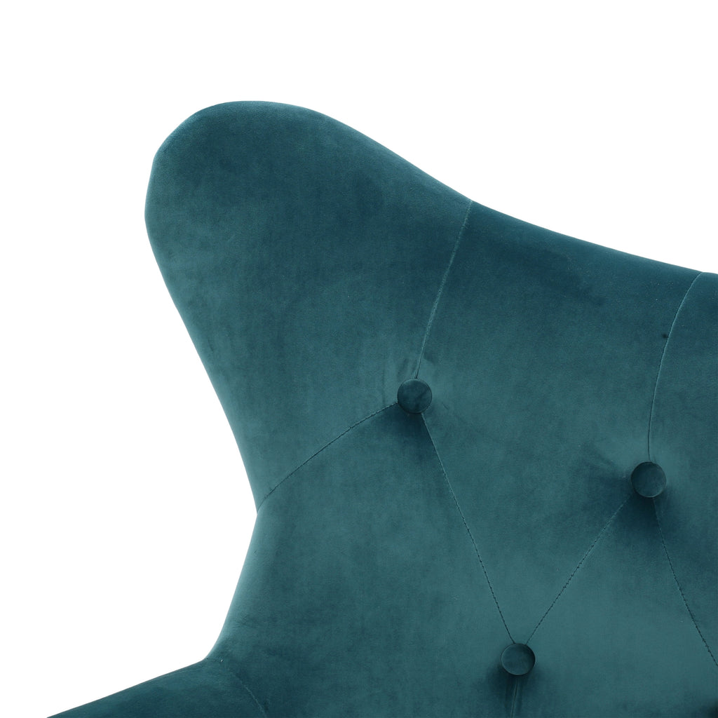 🪑 LuneluX_Home – Velvet Wingback Lounge Chair (Teal) - enhanced image 10