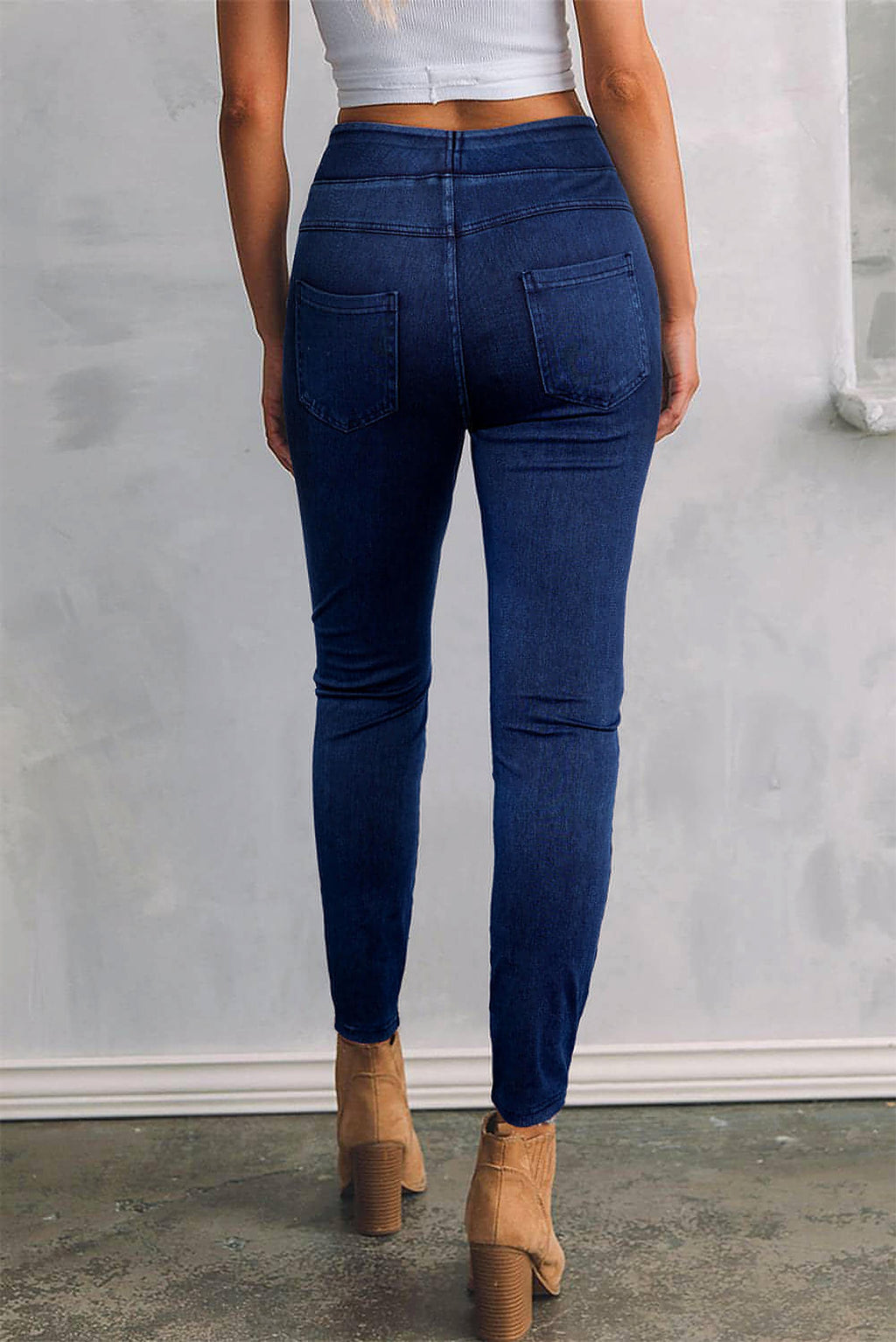 Ashleigh Blue Solid Color High Waist Stretchy Slim Fit Jeggings - enhanced image 10