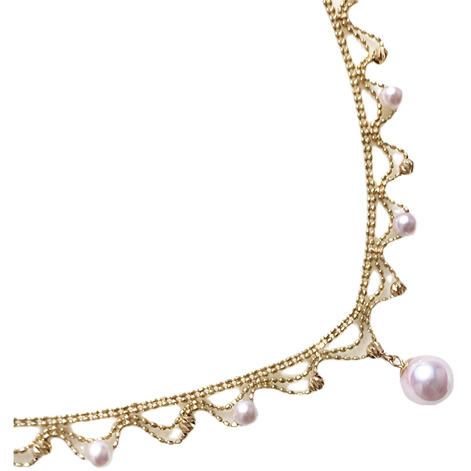 Aurora 18K Gold Lace Pearl Necklace - Sea Elegance - enhanced image 10