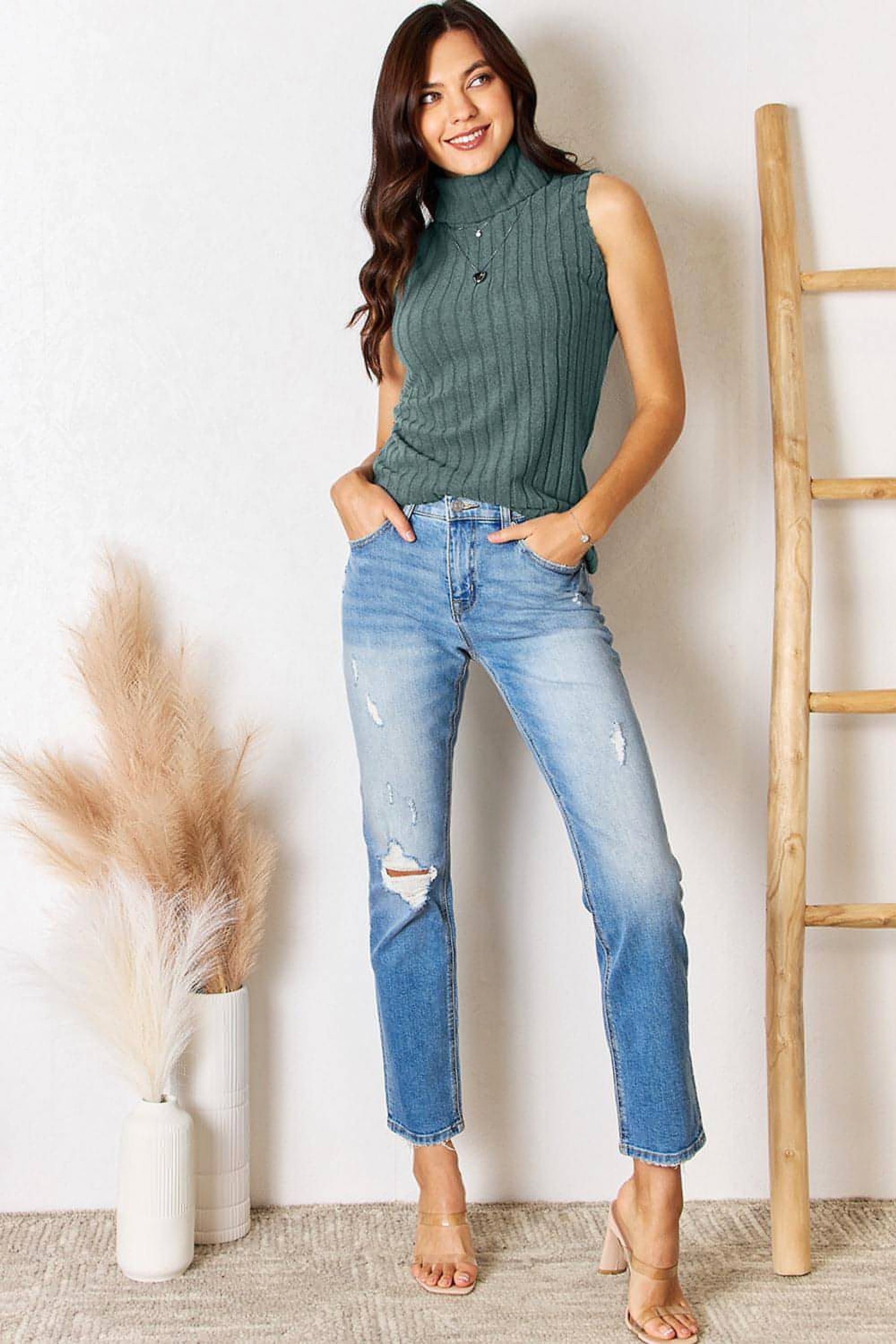Basic Bae Full Size Ribbed Turtleneck Tank - enhanced image 10
