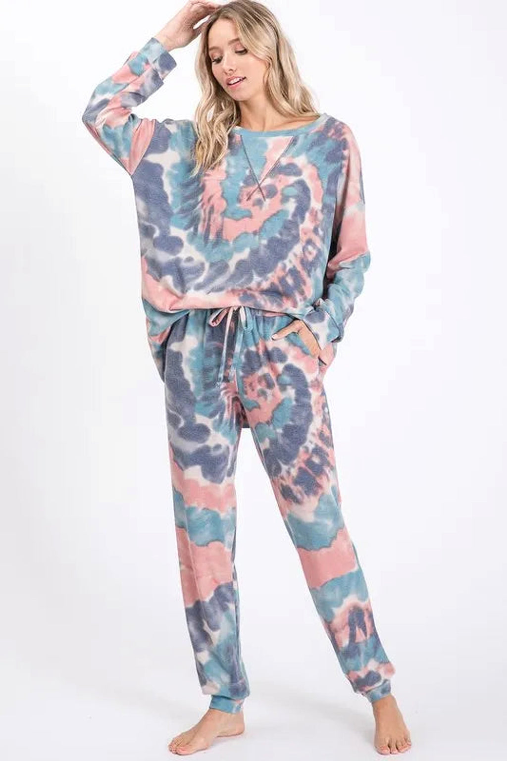 BiBi Tie Dye French Terry Casual Pants - enhanced image 10