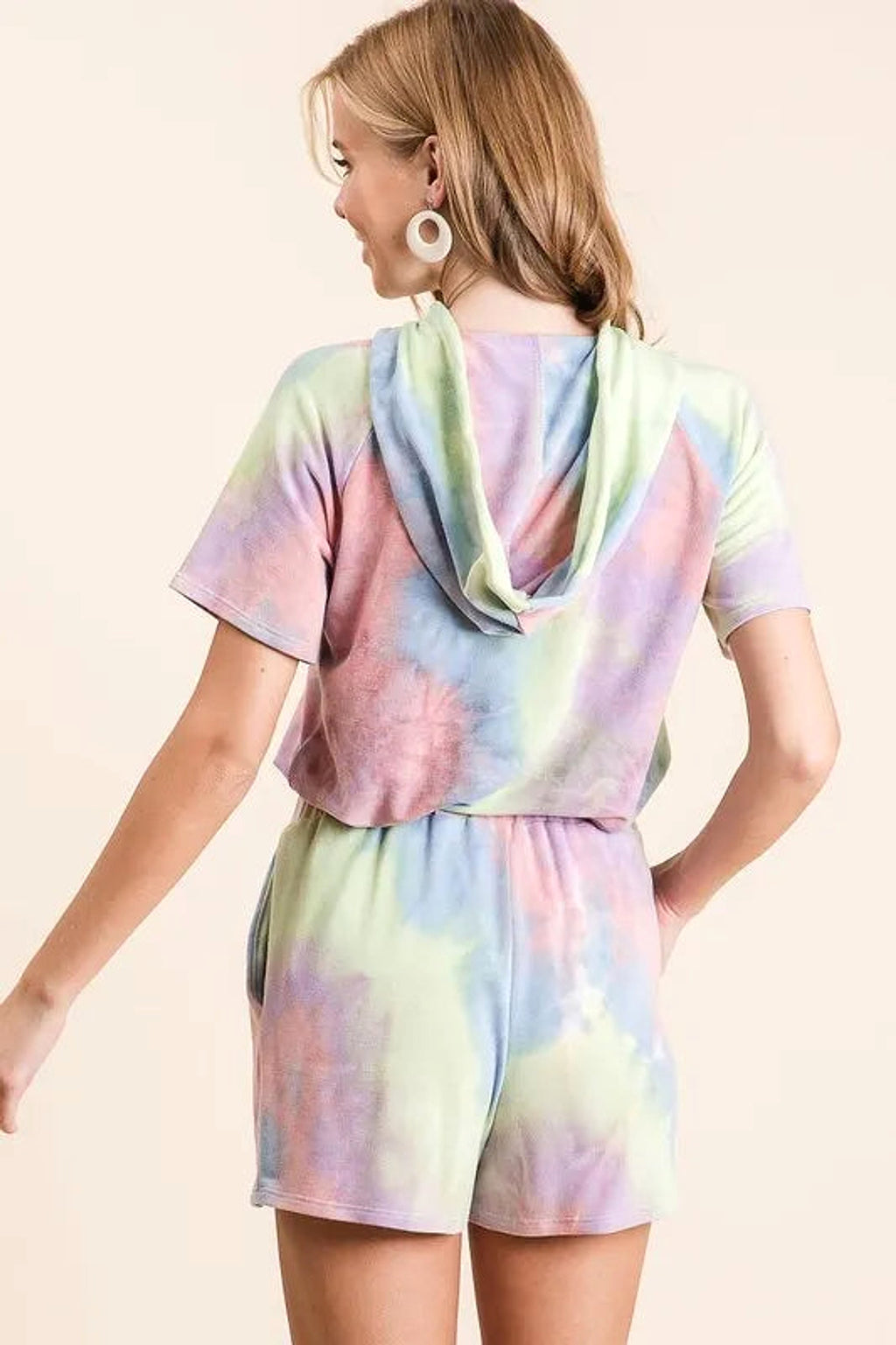 BiBi Tie Dye French Terry Casual Shorts with Twill Tape - enhanced image 10