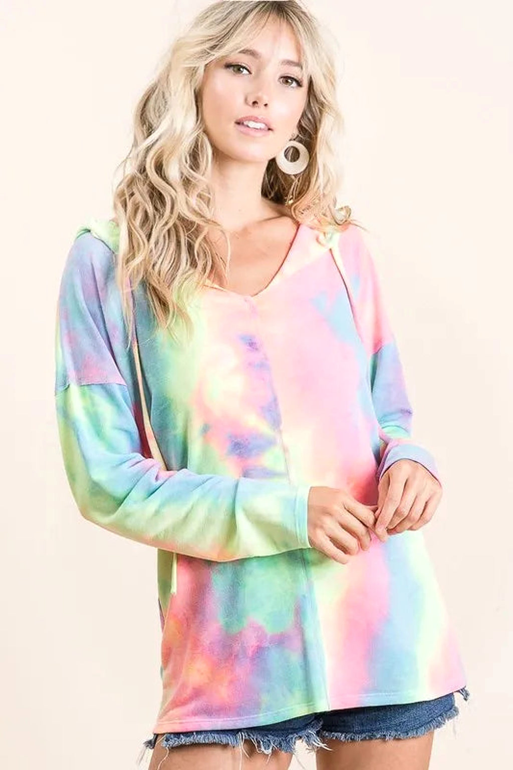 BiBi Tie Dye Terry Long Sleeve Hoodie - enhanced image 10