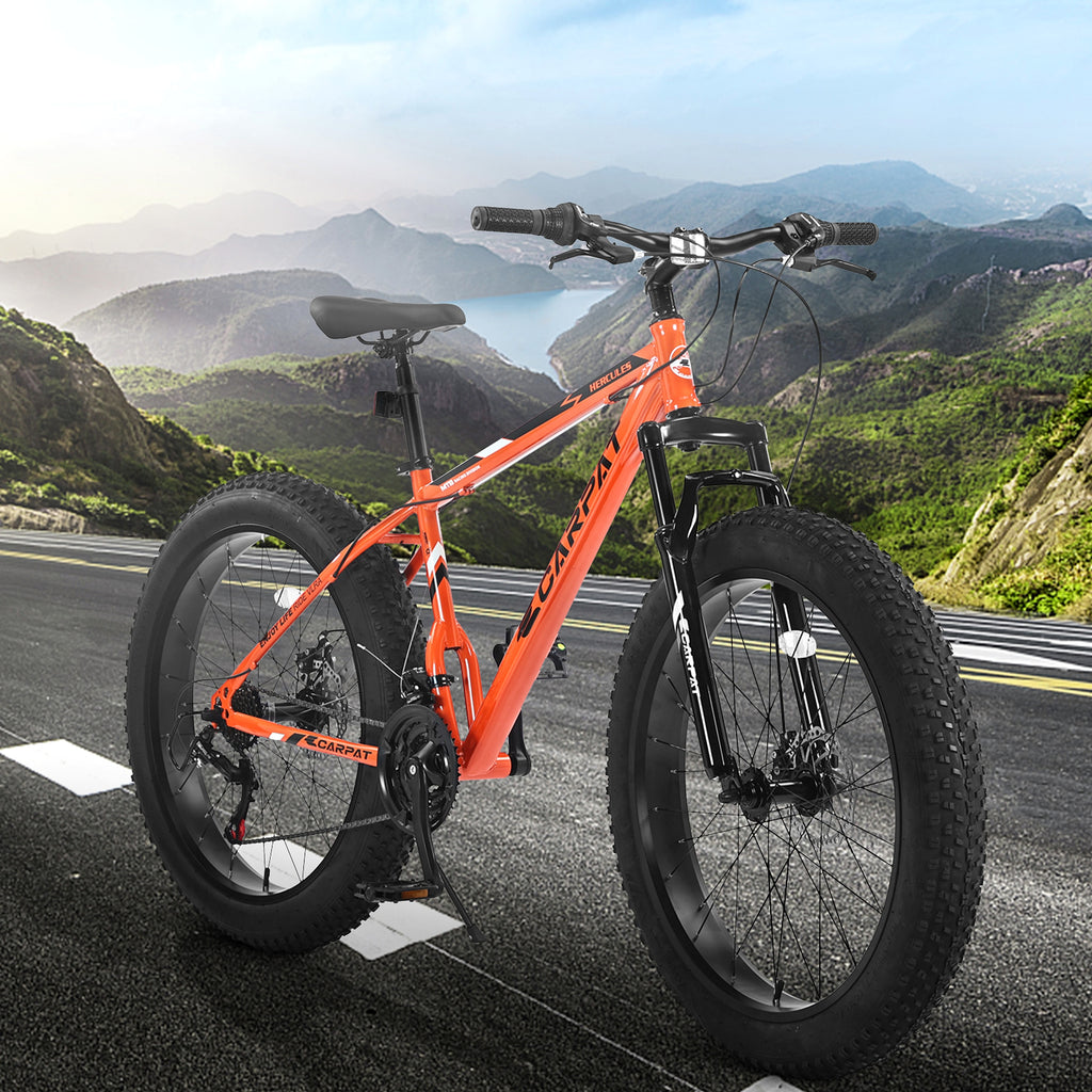 Carpat™ Ruff-Ryde – 26" Fat Tire MTB (Orange, 21-Speed, Full Suspension) - enhanced image 10