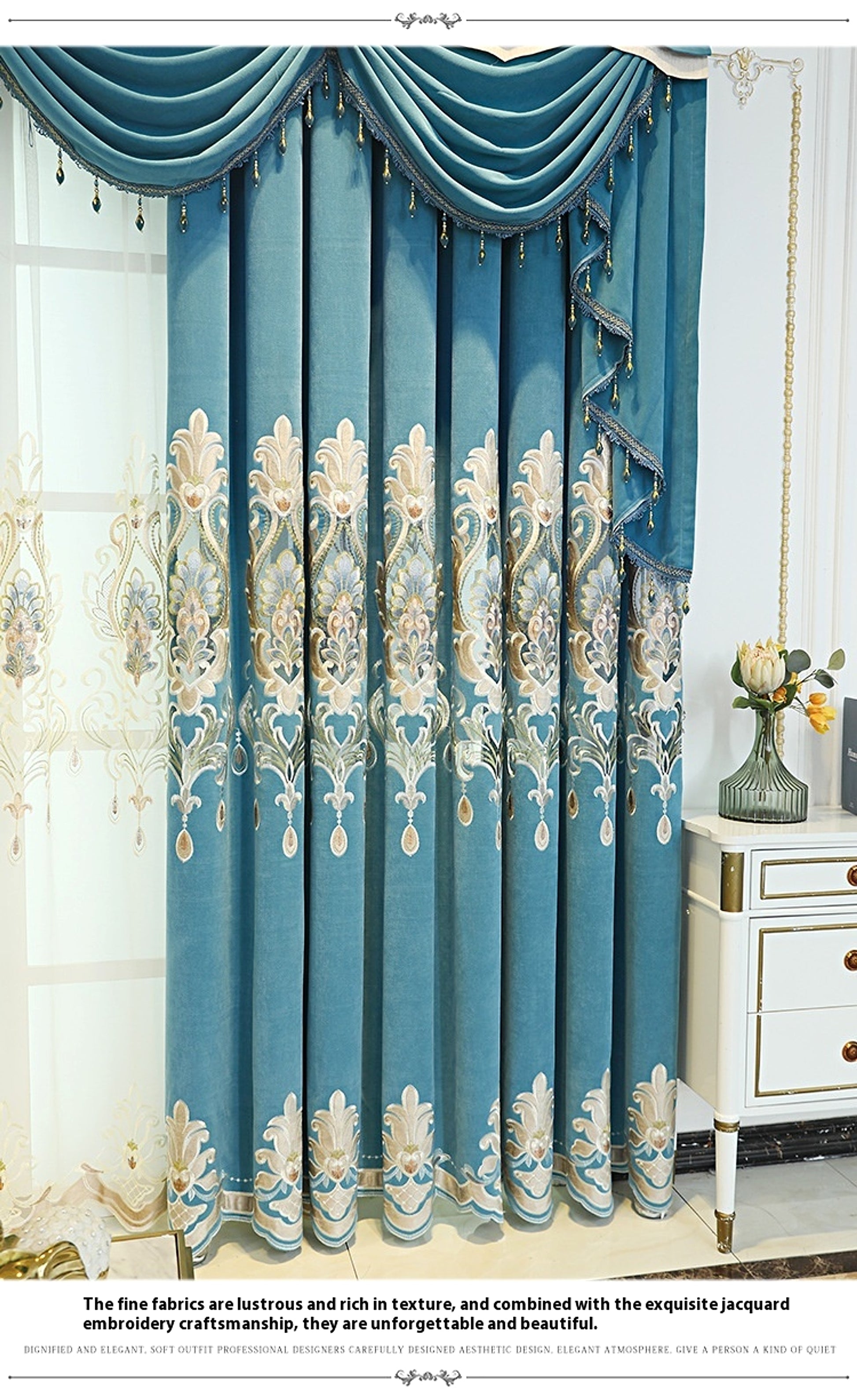Cieloro™ – European Style Hollow Flower Embroidered Curtain - enhanced image 10