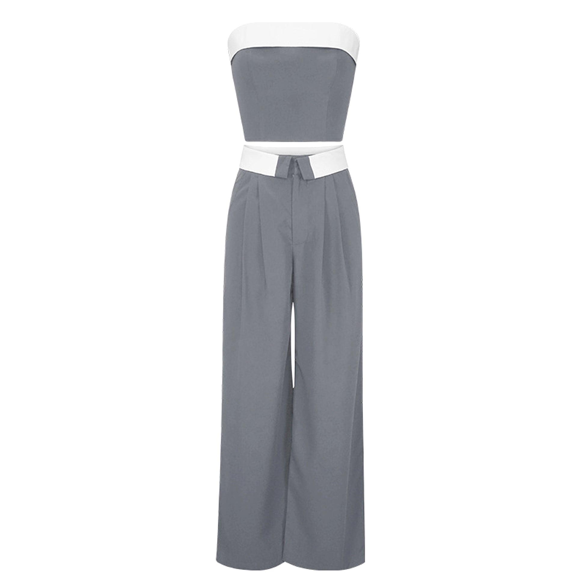 Contrast Color Vest Wide-leg Suit Pants Fashion Casual Two-piece Suit - enhanced image 10