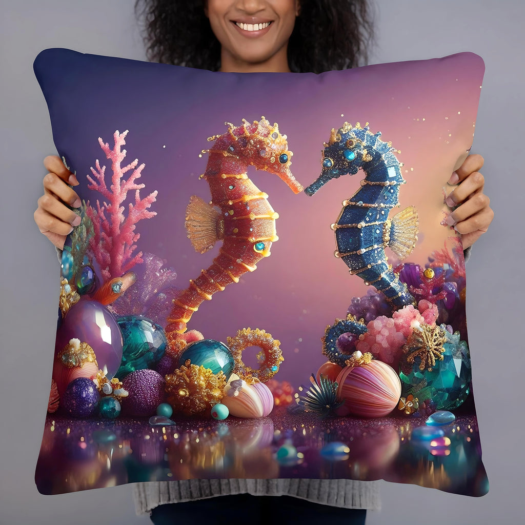 Seahorse Pillow Cushion Ocean Decor | US/EU Warehouse | Nautical Cushion 22 x 22 - enhanced image 10