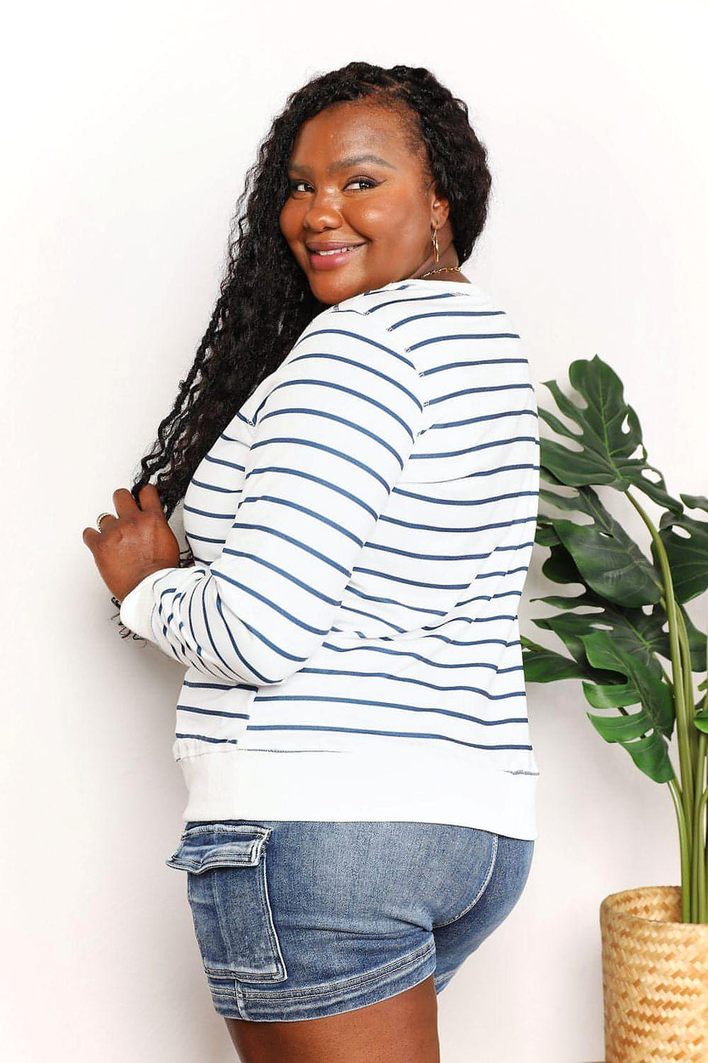 Double Take Striped Long Sleeve Round Neck Top - enhanced image 10