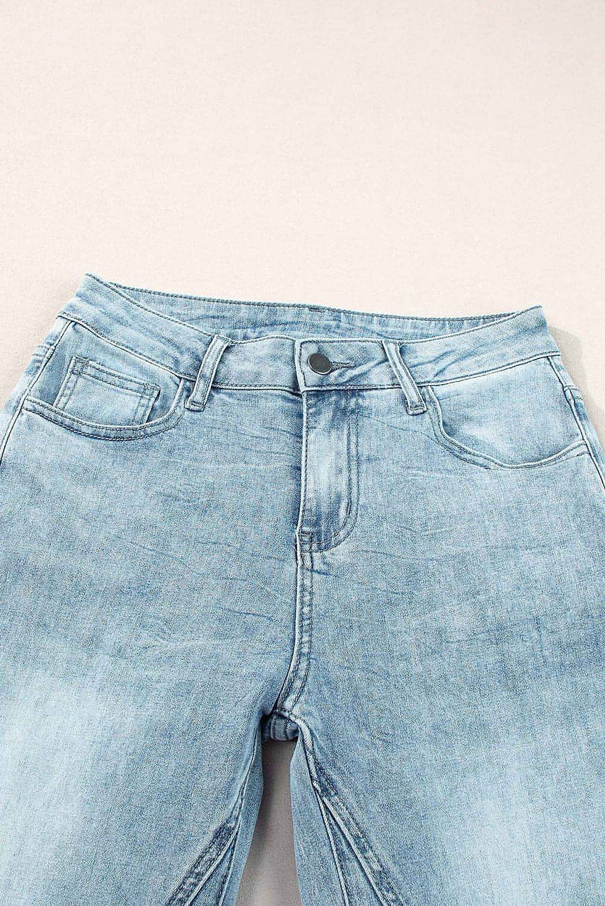 Dusk Blue Acid Wash Extra Wide Leg High Waist Long Jeans. - enhanced image 10