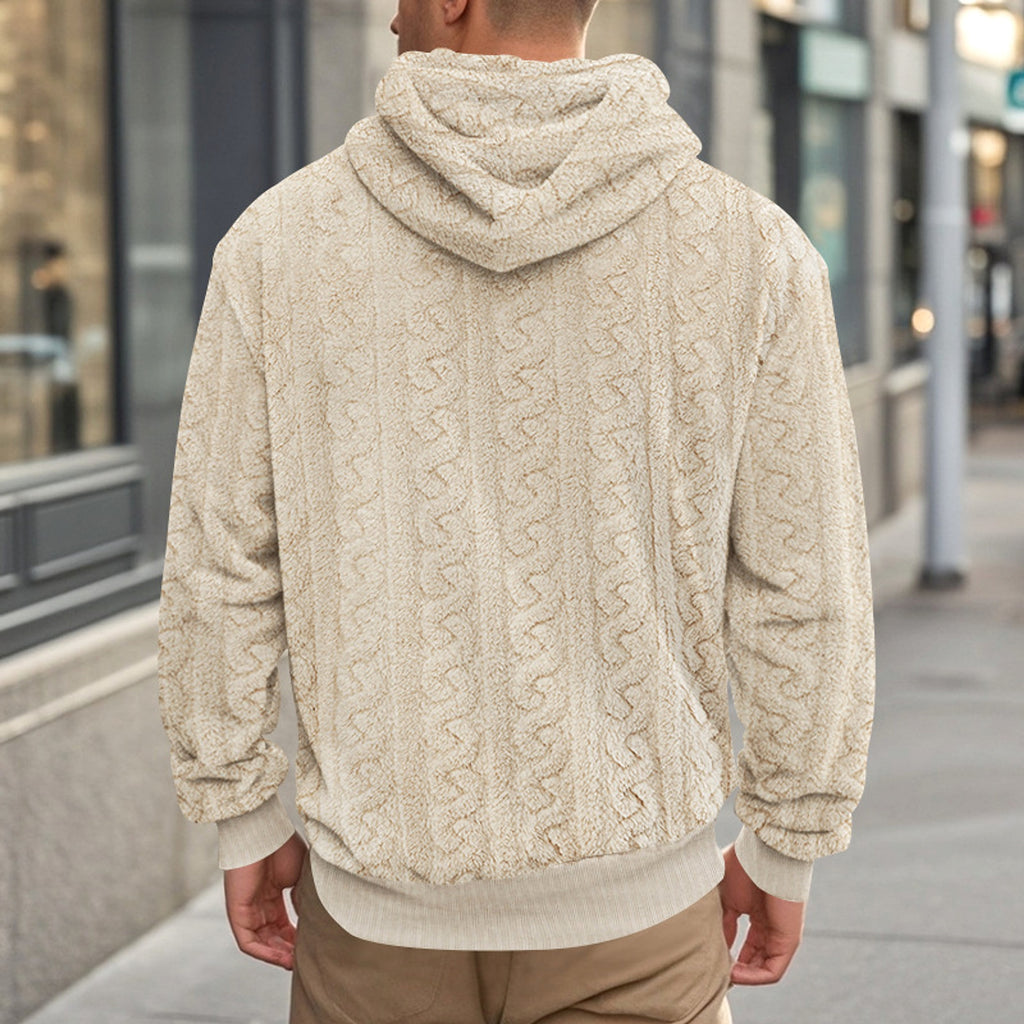 European And American Fall Winter Men Hooded Jacquard Teddy Plush Sports And Leisure Sweater - enhanced image 10