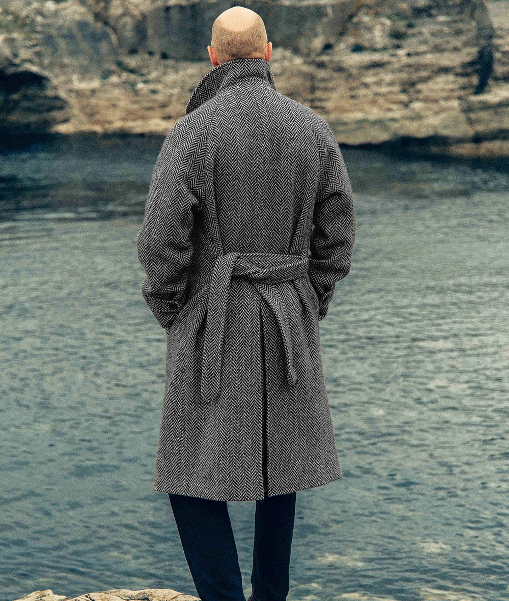 Fall Winter Men Mid-length Woolen Plaid Double Breasted Cotton Padded Thickened Coat - enhanced image 10