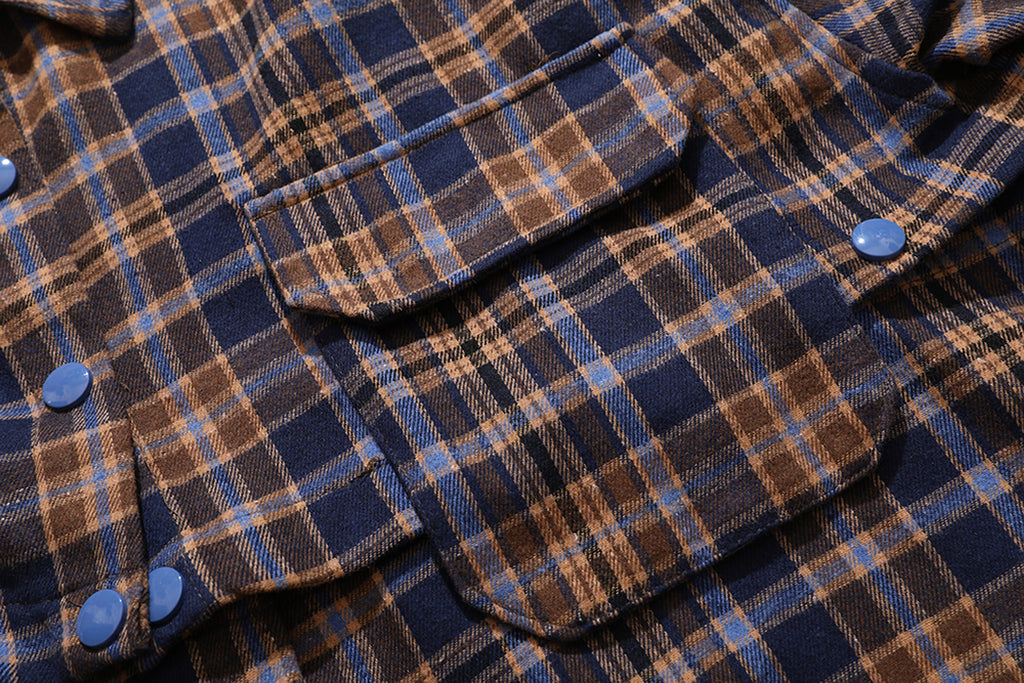 Fashion Brand Plaid Long Sleeve DressShirt Coat Jacket Men & Women - enhanced image 10