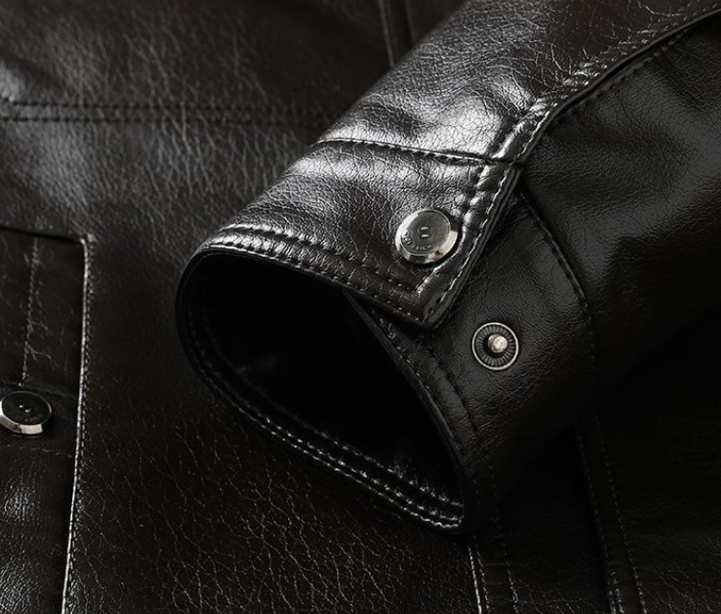 Fashion Personality Male Fleece-lined Leather Jacket Men - enhanced image 10