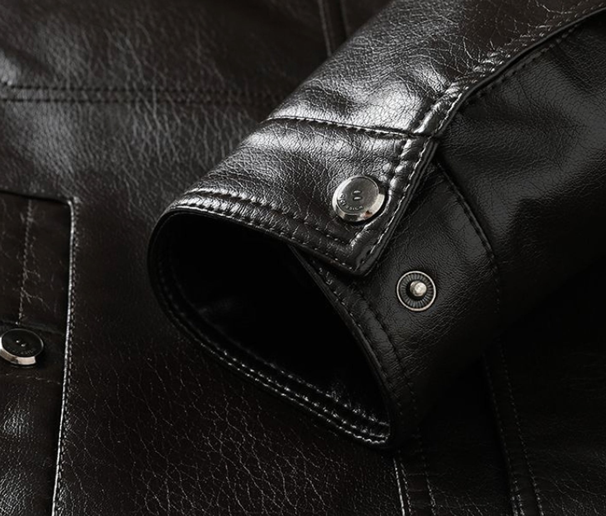 Fashion Personality Male Fleece-lined Leather Jacket Men - enhanced image 10