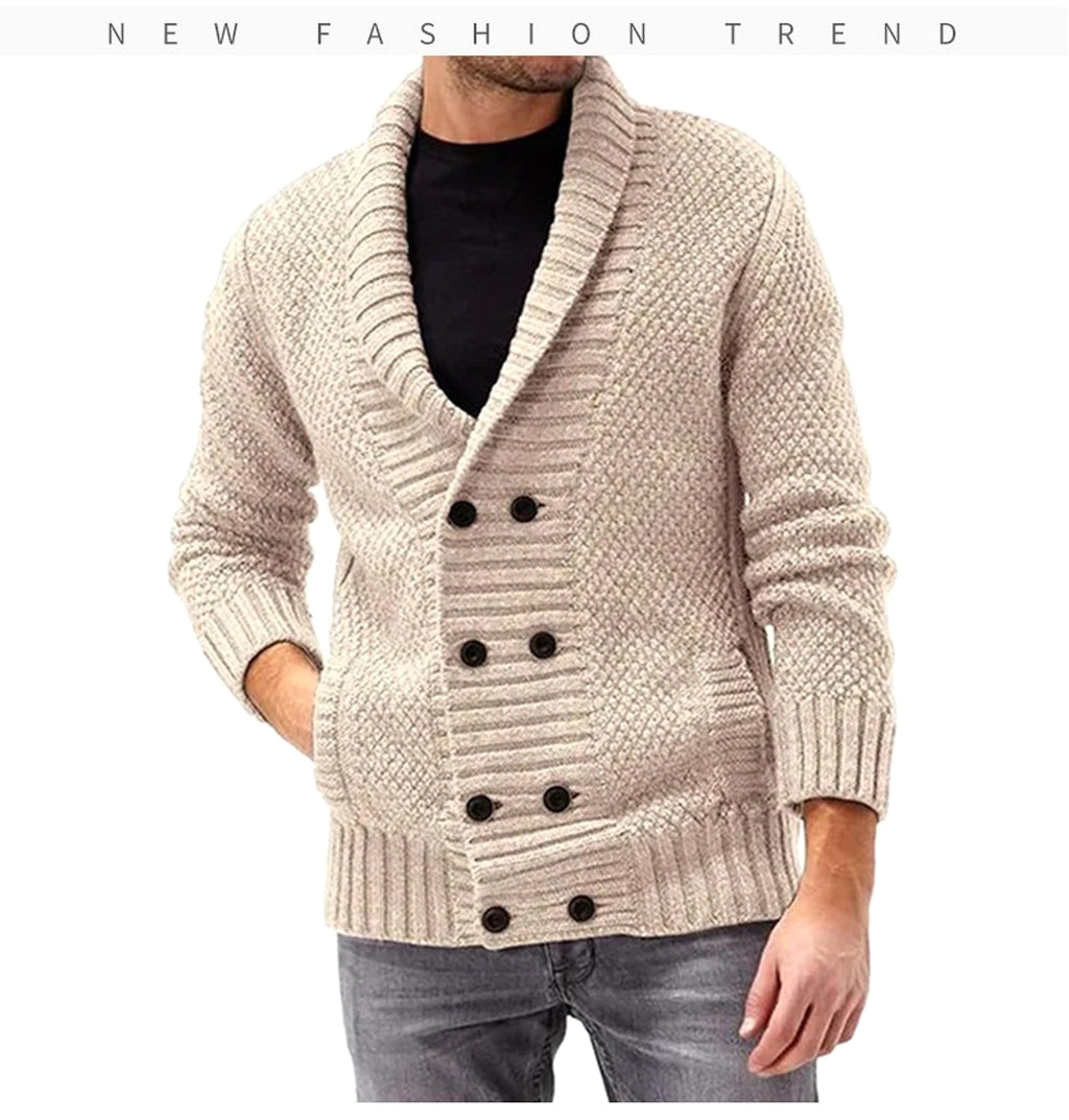 Fashion Simple Solid Color Men's Comfortable Long Sleeve Lapel Sweater - enhanced image 10