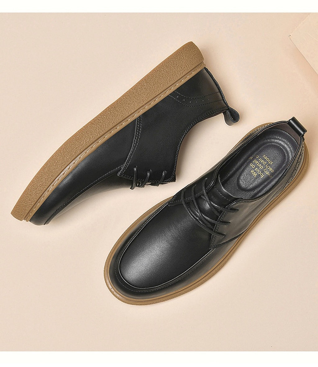 First Layer Cowhide Men's Casual Pumps Sole Leather Round Head Low-cut White Shoes - enhanced image 10