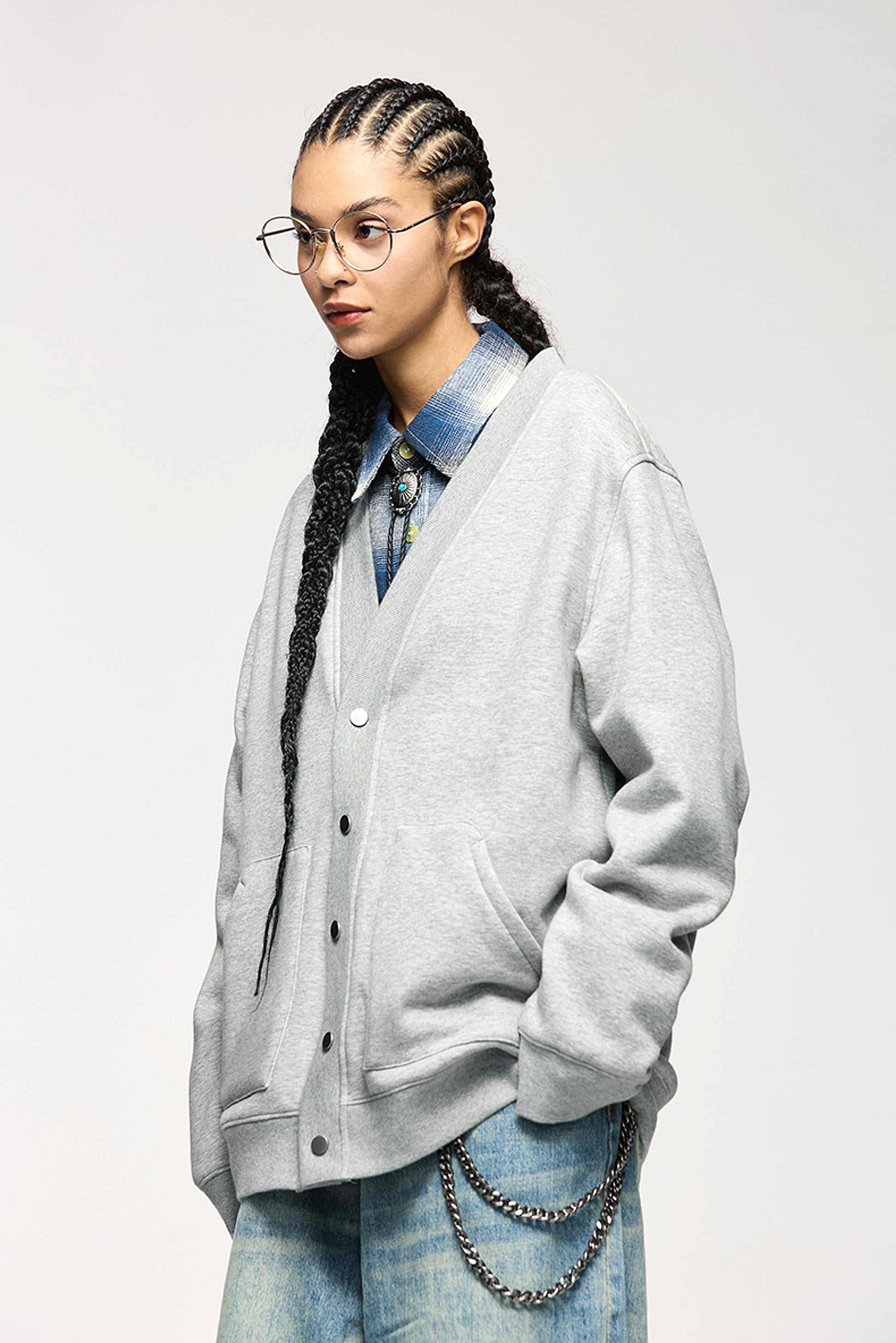 Flame Single-layer Fleece-lined Cardigan Coat Loose-fitting Casual Pullover - enhanced image 10