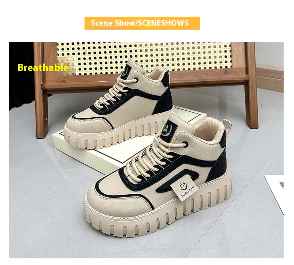Fleece-lined Warm White Shoes For Women High-top Board Shoe - enhanced image 10