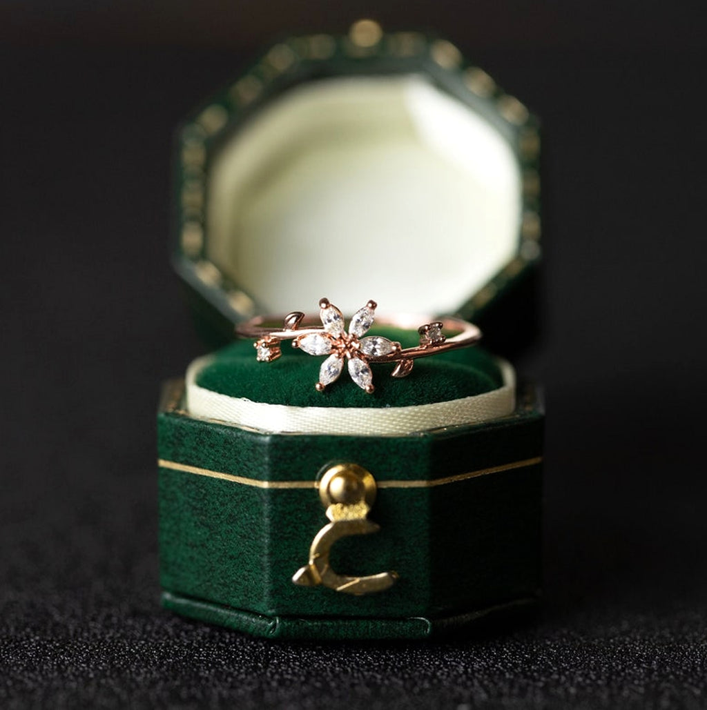 LuxeJewels™ – Art Deco Floral Diamond Ring in Gold & Platinum - enhanced image 10