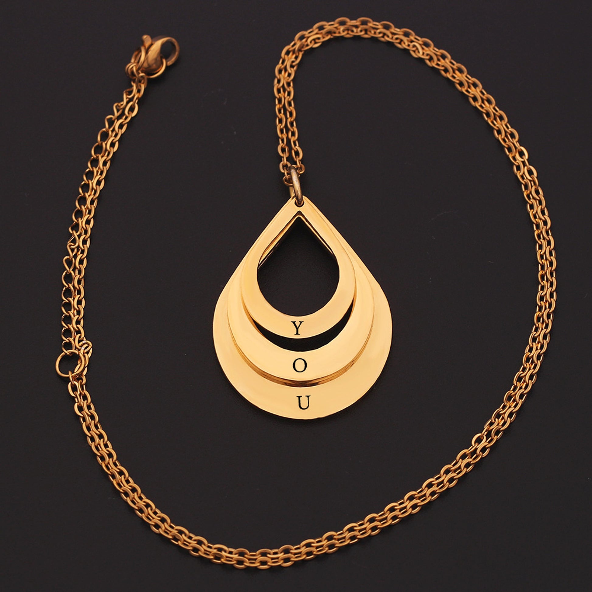 HF™ – Teardrop Engraving Necklace | Personalized Trio - enhanced image 10