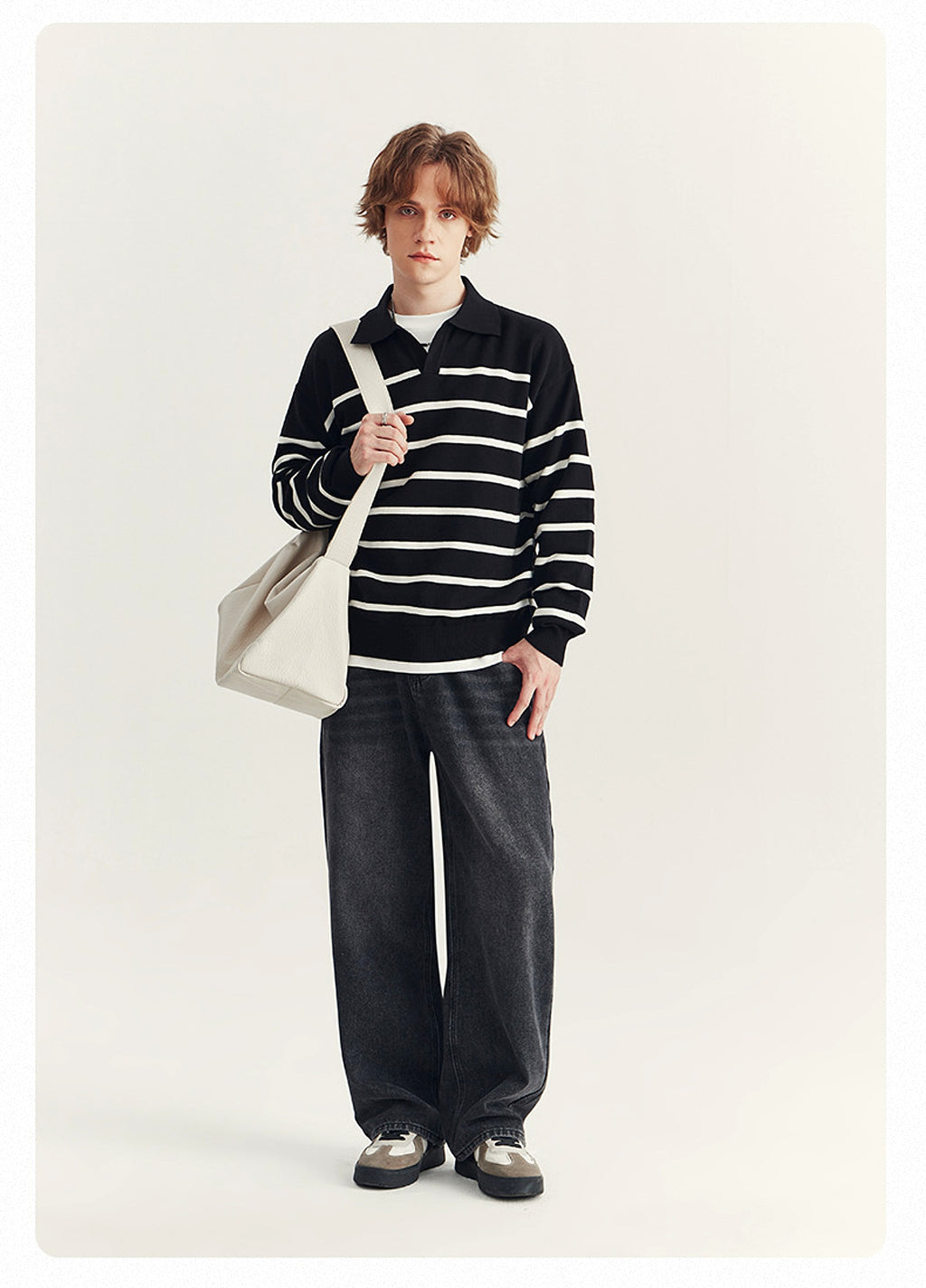 High-grade Loose Contrast Color Striped Sweater Long Sleeve Inner Wear Sweater For Men - enhanced image 10