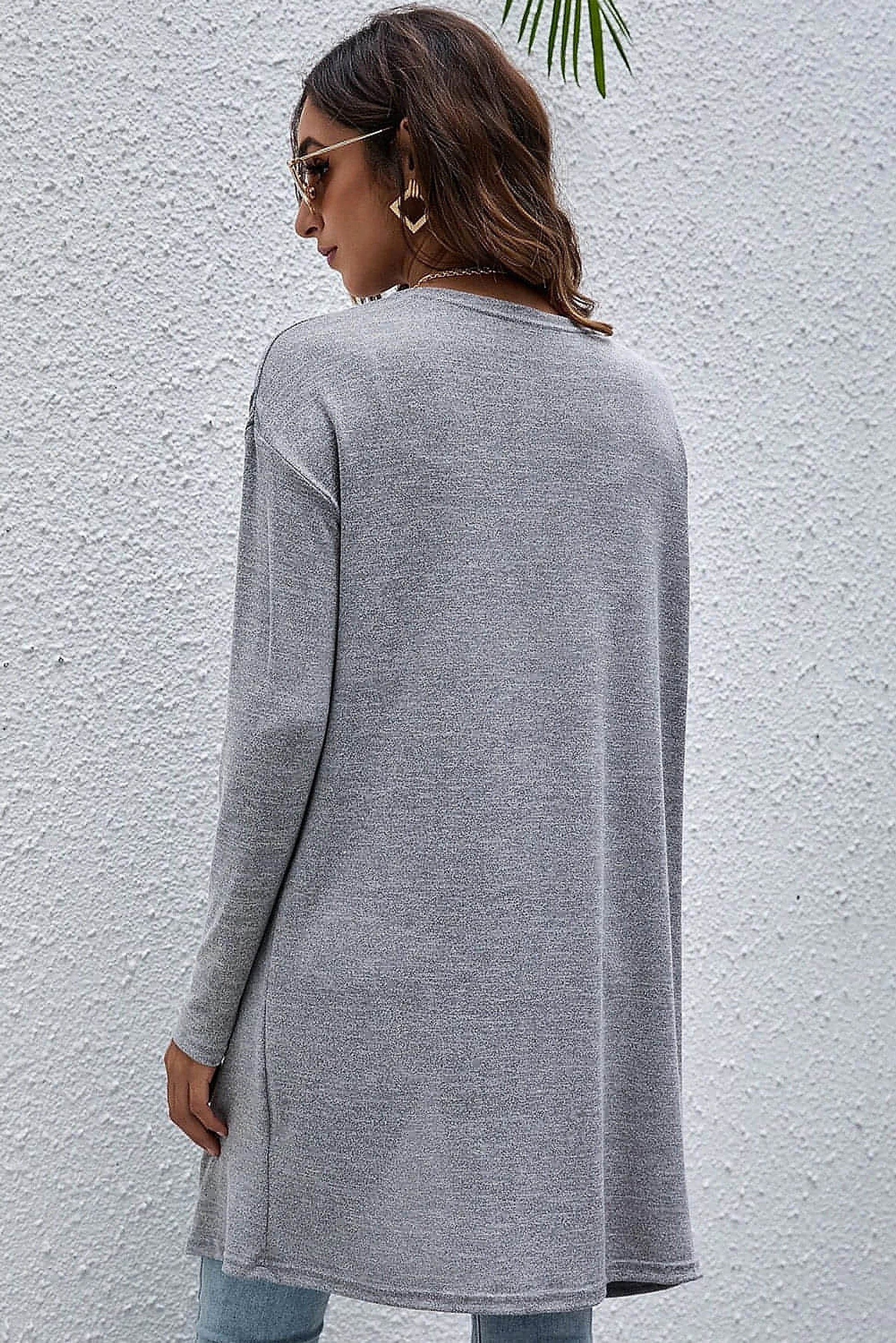 High Rise Solid Color Open Front Lightweight Cardigan - enhanced image 10