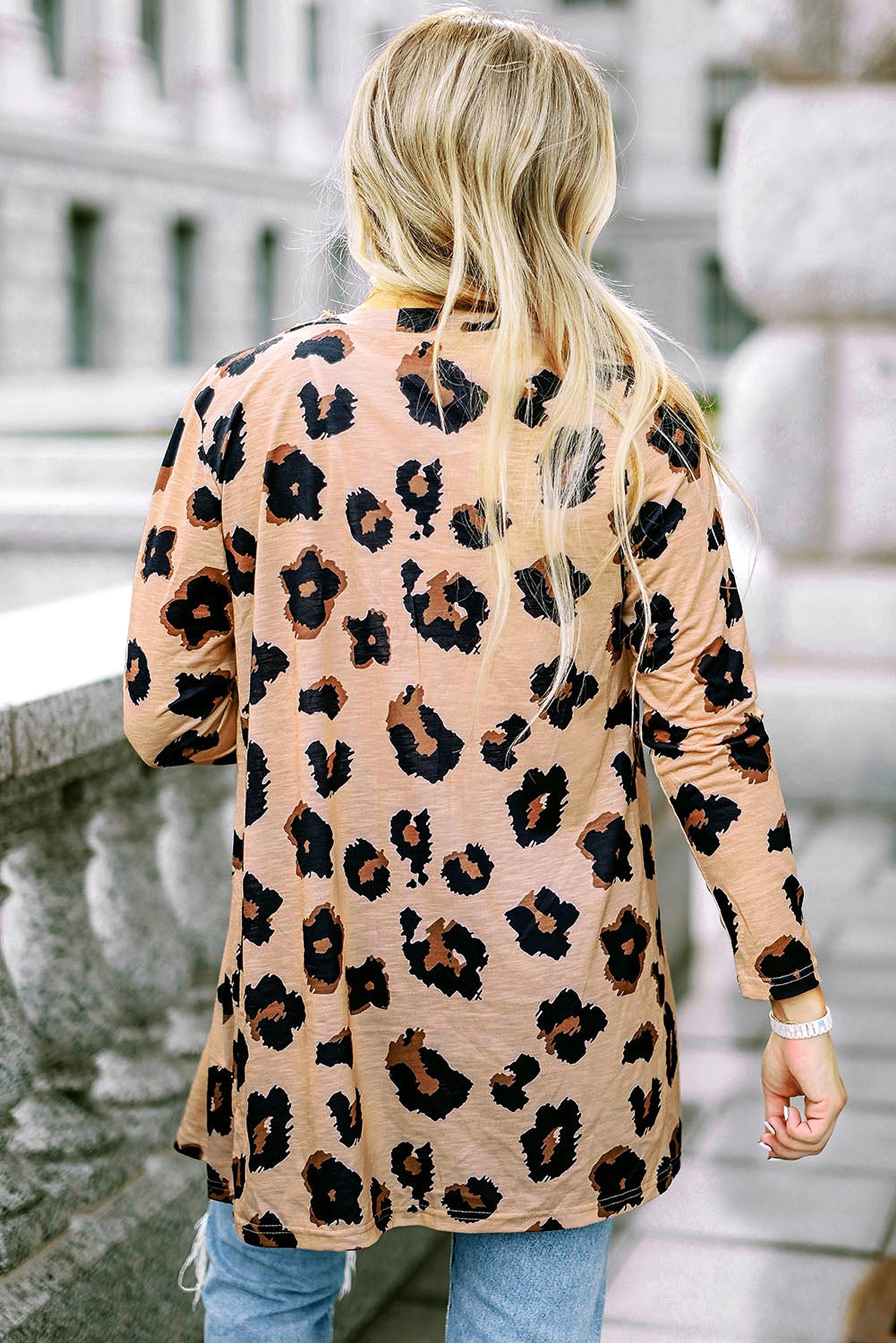 Leopard Printed Open Front Cardigan - enhanced image 10
