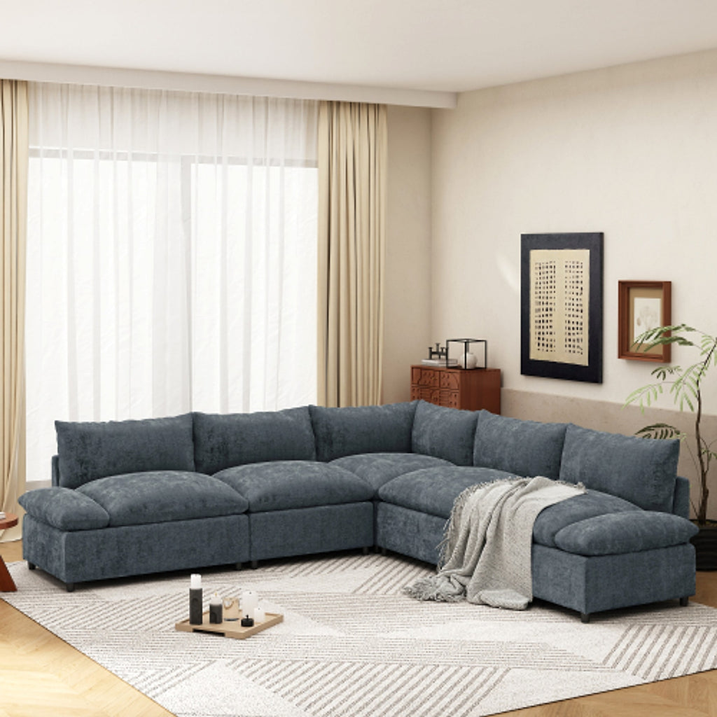 LuneluX_Home – 115.5" Modular Deep Gray Sectional Sofa with Storage & Plush Cushions - enhanced image 10