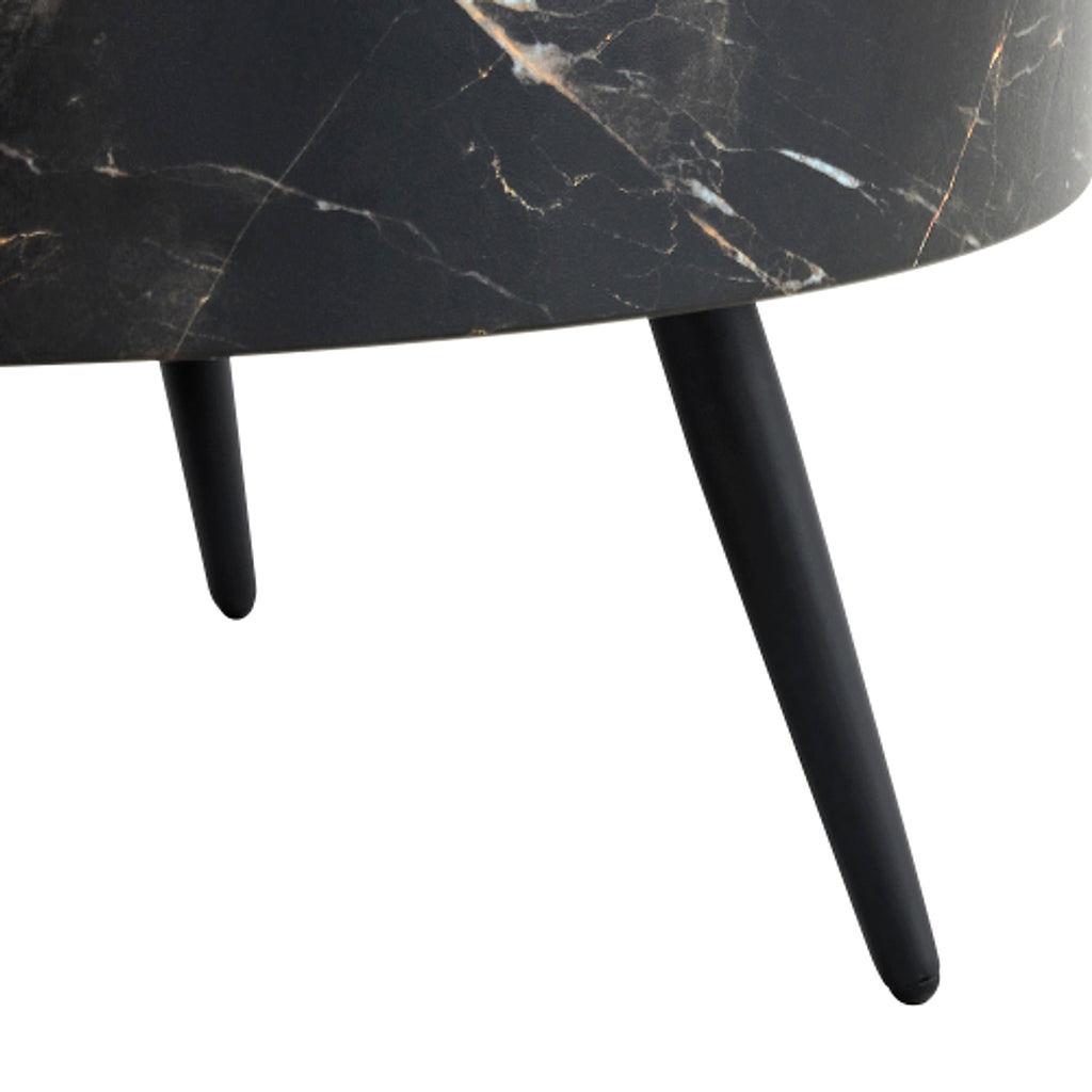 LuxeHome™ – 31.5" Black Marble Round Coffee Table with Adjustable Metal Legs (US Warehouse) - enhanced image 10