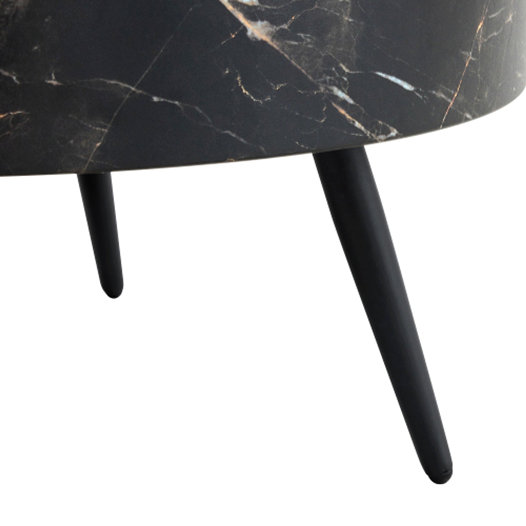 LuxeHome™ – 31.5" Black Marble Round Coffee Table with Adjustable Metal Legs (US Warehouse) - enhanced image 10