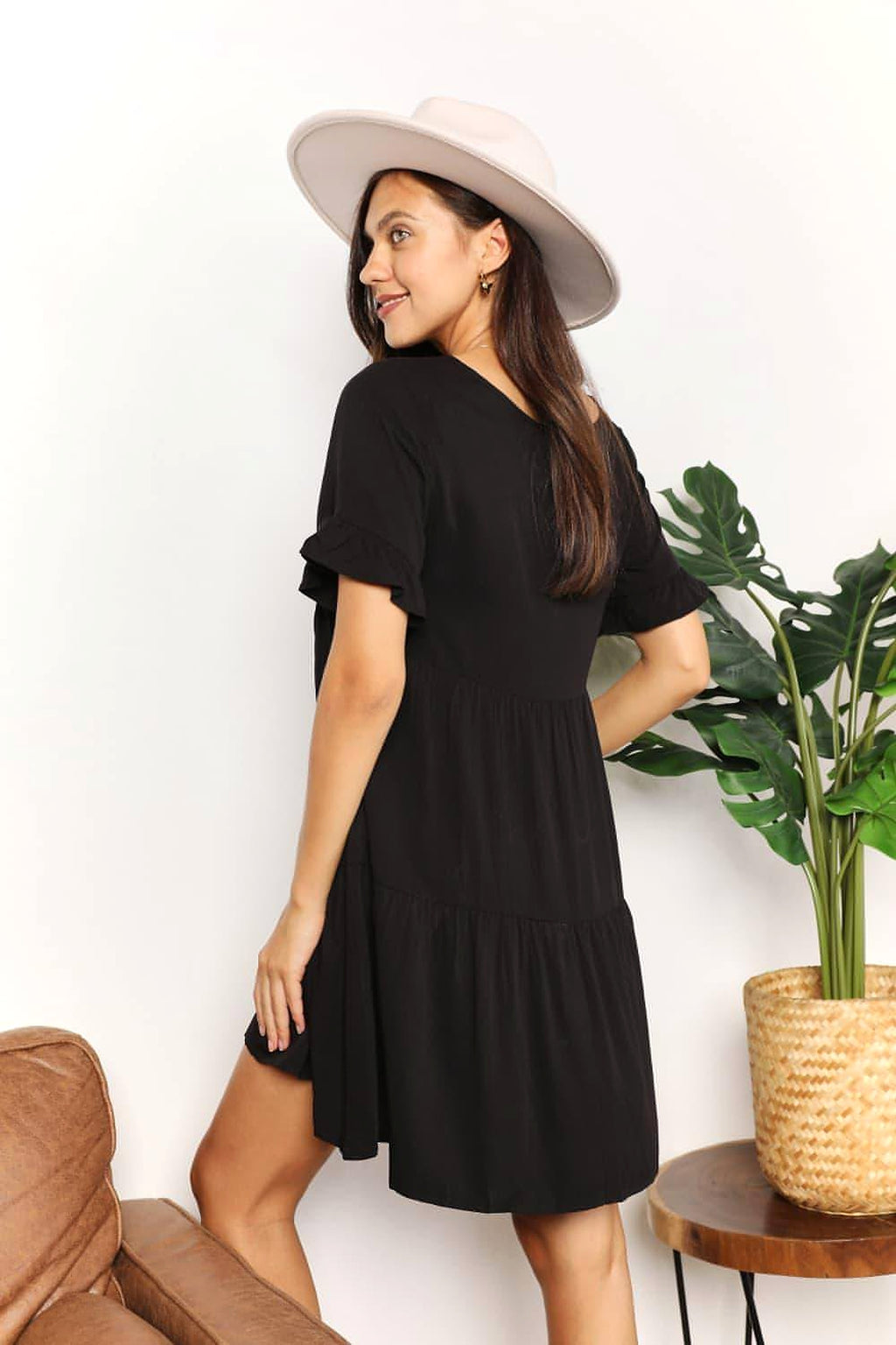 Mandy V-Neck Flounce Sleeve Tiered Dress - enhanced image 10