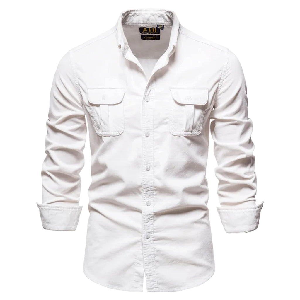 Men DressShirt College Tops Longsleeve Blue - enhanced image 10