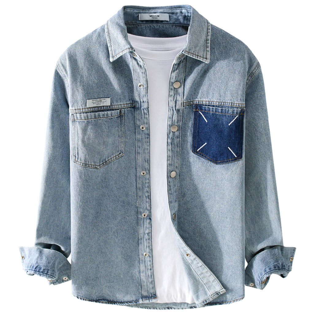 Men's Fashion Retro Denim Long-sleeved DressShirt - enhanced image 10