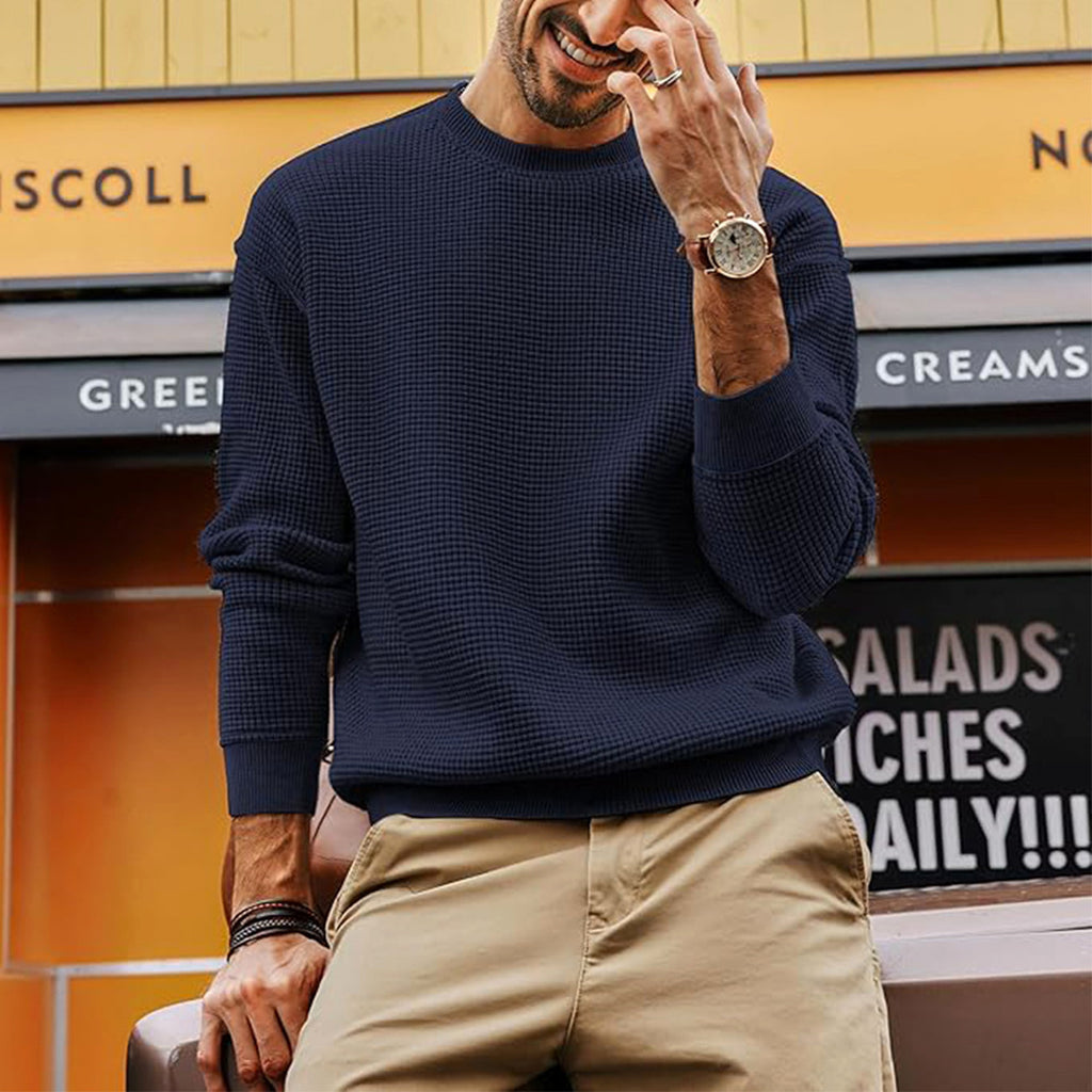 Men's Fashion Solid Color Waffle Casual - enhanced image 10