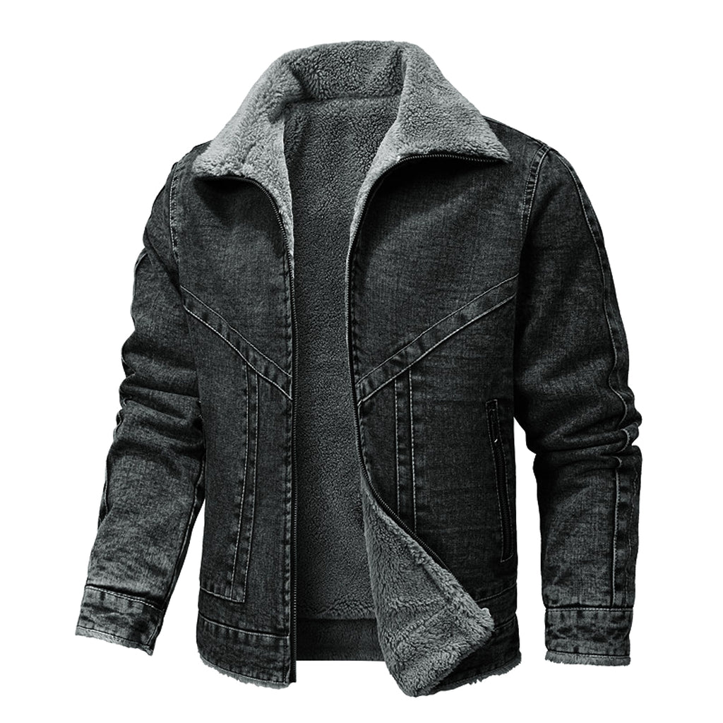 A.1 Men's Fleece-lined CottonCasual Jacket Coat Lambswool - enhanced image 10