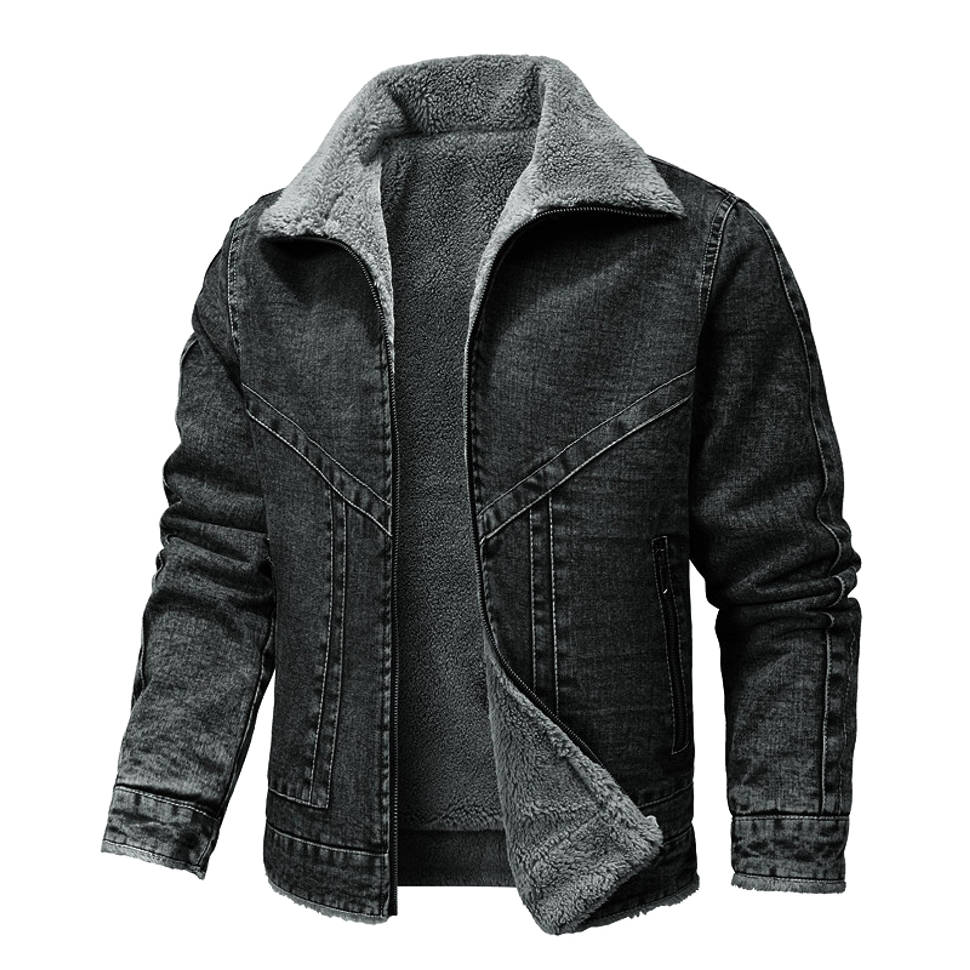 A.1 Men's Fleece-lined CottonCasual Jacket Coat Lambswool - enhanced image 10